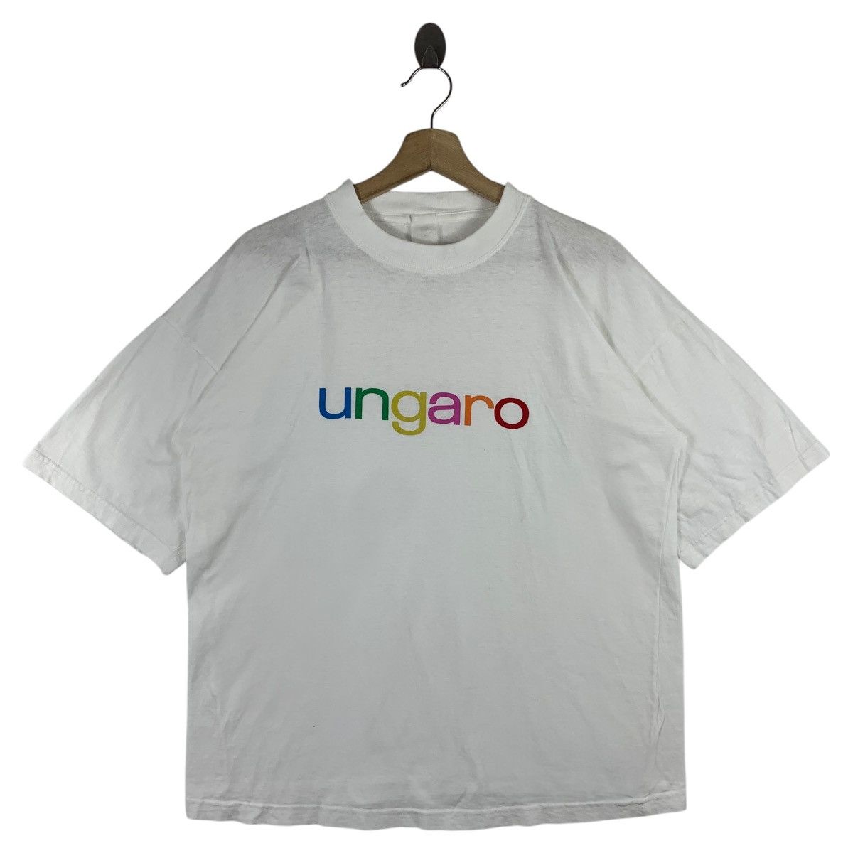 Designer × Vintage Vintage UNGARO multicolour spellout embroidery tee Size US L / EU 52-54 / 3 - 1 Thumbnail