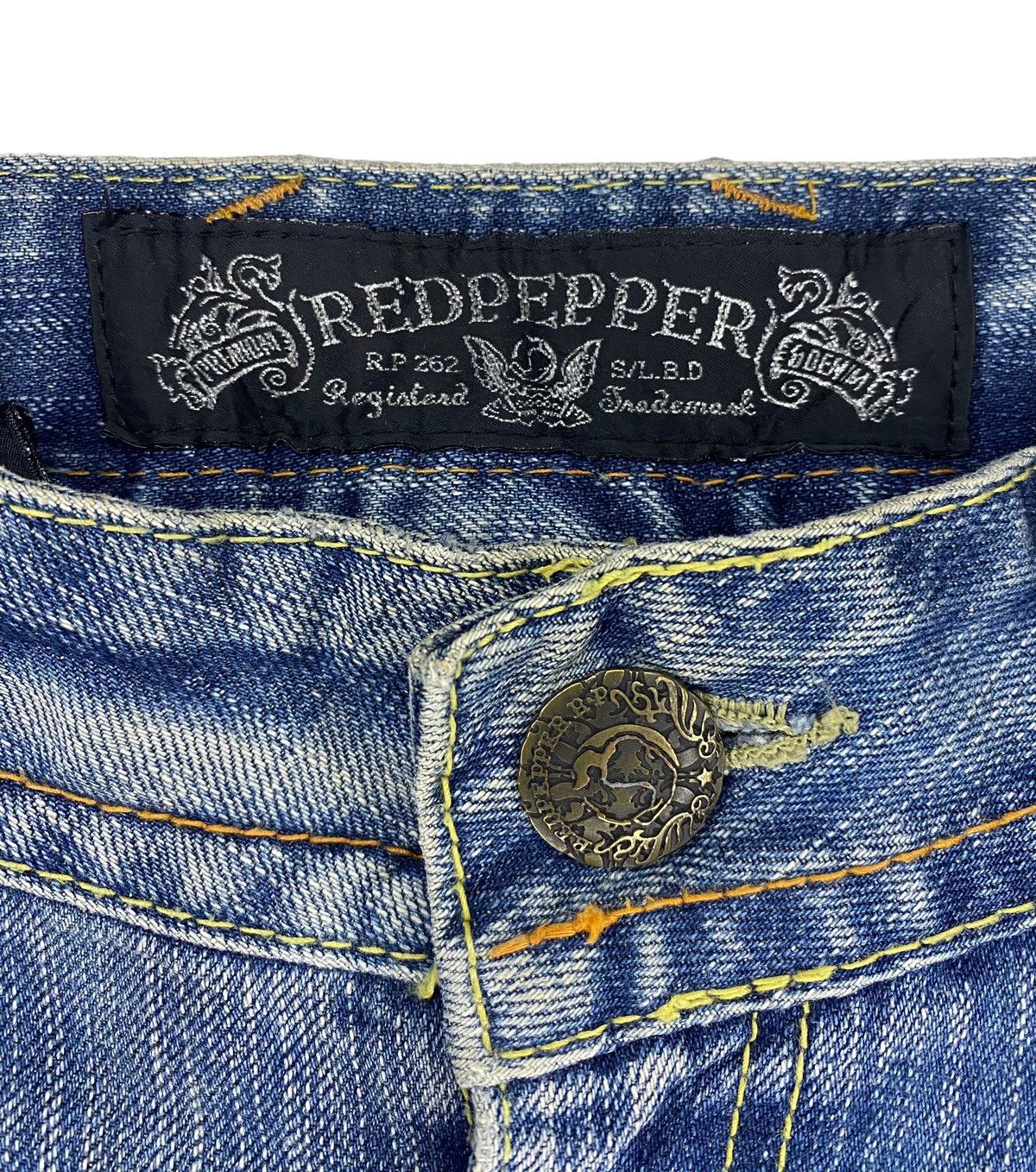 If Six Was Nine × Japanese Brand × Le Grande Bleu (L.G.B.) Vintage Red Pepper Flared Jean Distressed Size US 33 - 8 Thumbnail