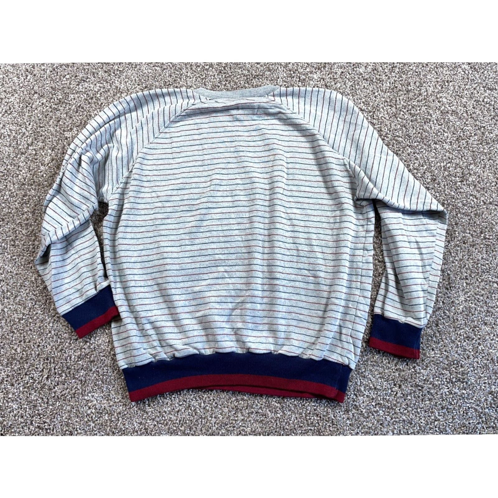 Vintage VINTAGE 90s TRAX Striped Raglan Sweater Mens Large Gray Blue Lightweight Acrylic Cotton Blend Pullover Size US L / EU 52-54 / 3 - 3 Thumbnail
