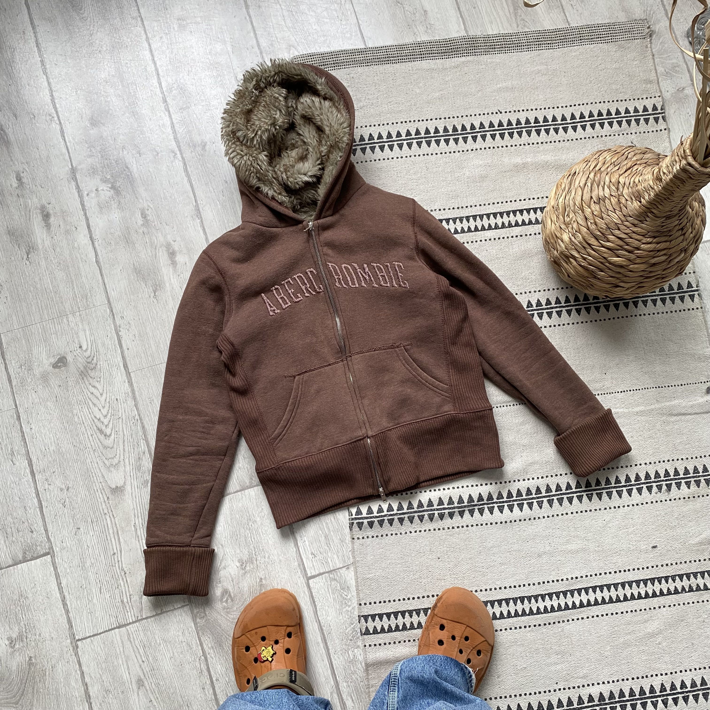 Abercrombie & Fitch Vintage 90s Abercrombie Fitch faux fur hoodie Brown Y2K Size M / US 6-8 / IT 42-44 - 5 Thumbnail