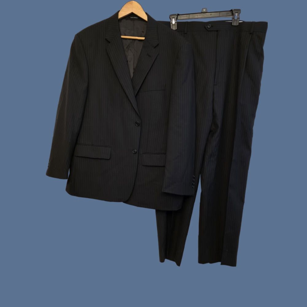 Joseph Joseph & Feiss Suit Mens 46 41x30 Gray Wool Pinstripe 2 Piece Jacket Pants Size 46R - 1 Thumbnail