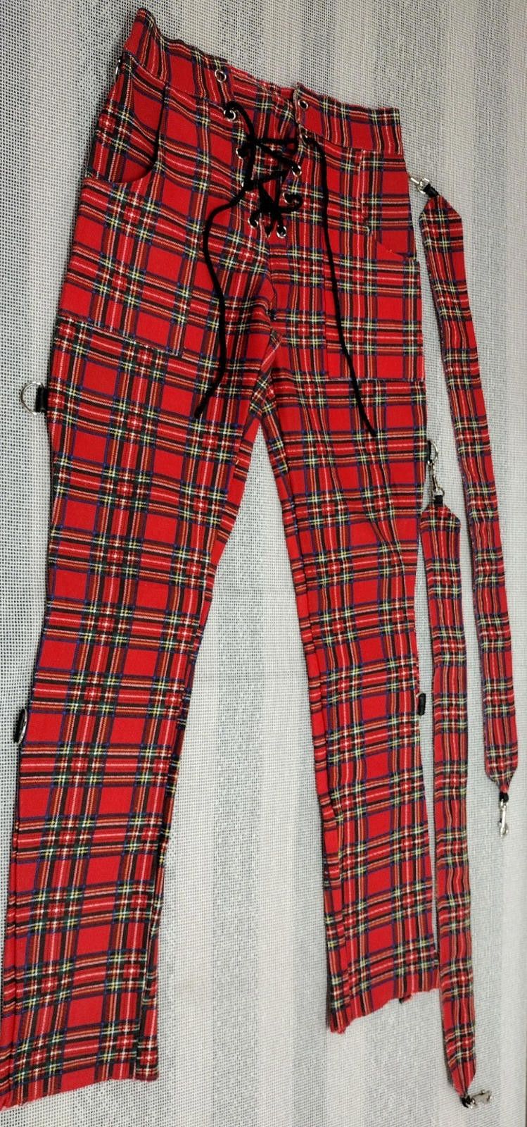 Lip Service LIP SERVICE Zipper Rare Punk Plaid Pants Bondage BELTS xs 0 Size 26" / US 2 / IT 38 - 3 Thumbnail