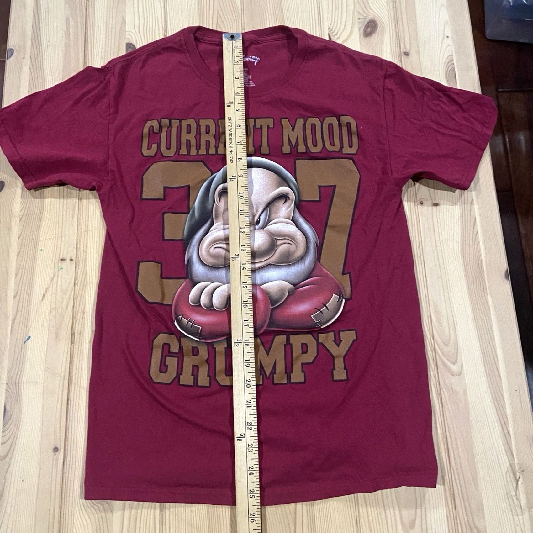 Disney Disney Current Mood Grumpy Shirt Mens S Red Crew Neck Cotton T-Shirt Disney Character Short Sleeve All Seasons Size US S / EU 44-46 / 1 - 4 Thumbnail