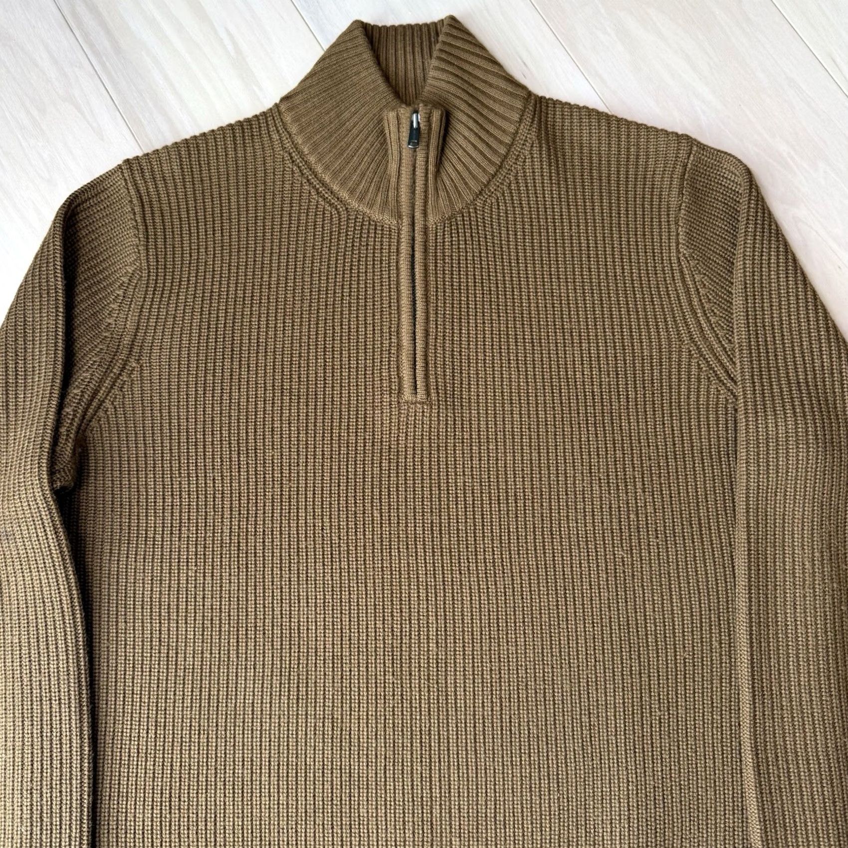 Todd Snyder Todd Snyder Merino Wool Sweater XL Camel Brown 1/4 Zip Mock Neck New York Mens Pullover Solid Knit Cap Size US XL / EU 56 / 4 - 4 Thumbnail