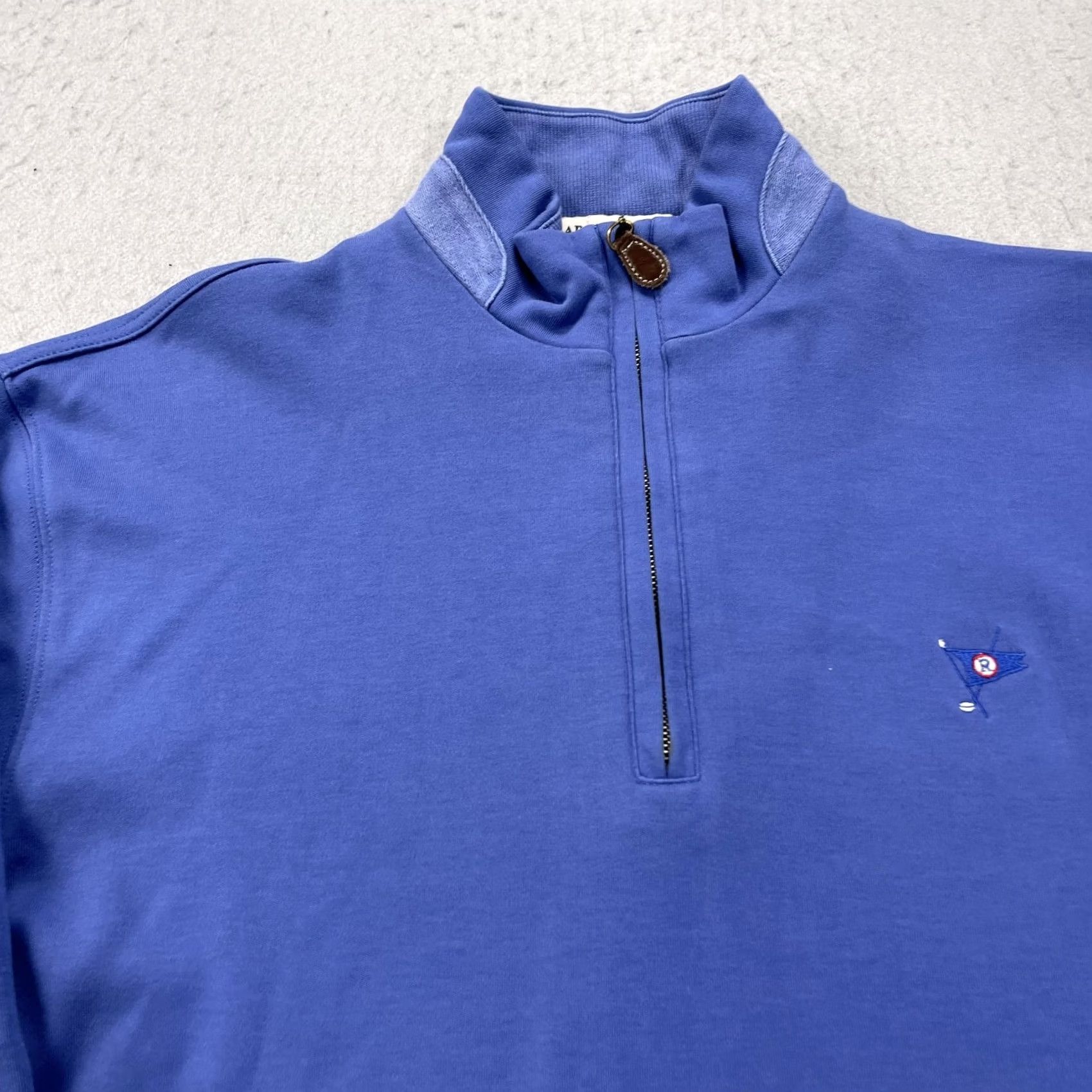 REEF Clark & Gregory Ocean Reef Club Golf Sweater Mens M Blue 1/4 Zip Logo Knit Pullover Mock Neck Cotton Sweater Size US M / EU 48-50 / 2 - 2 Thumbnail