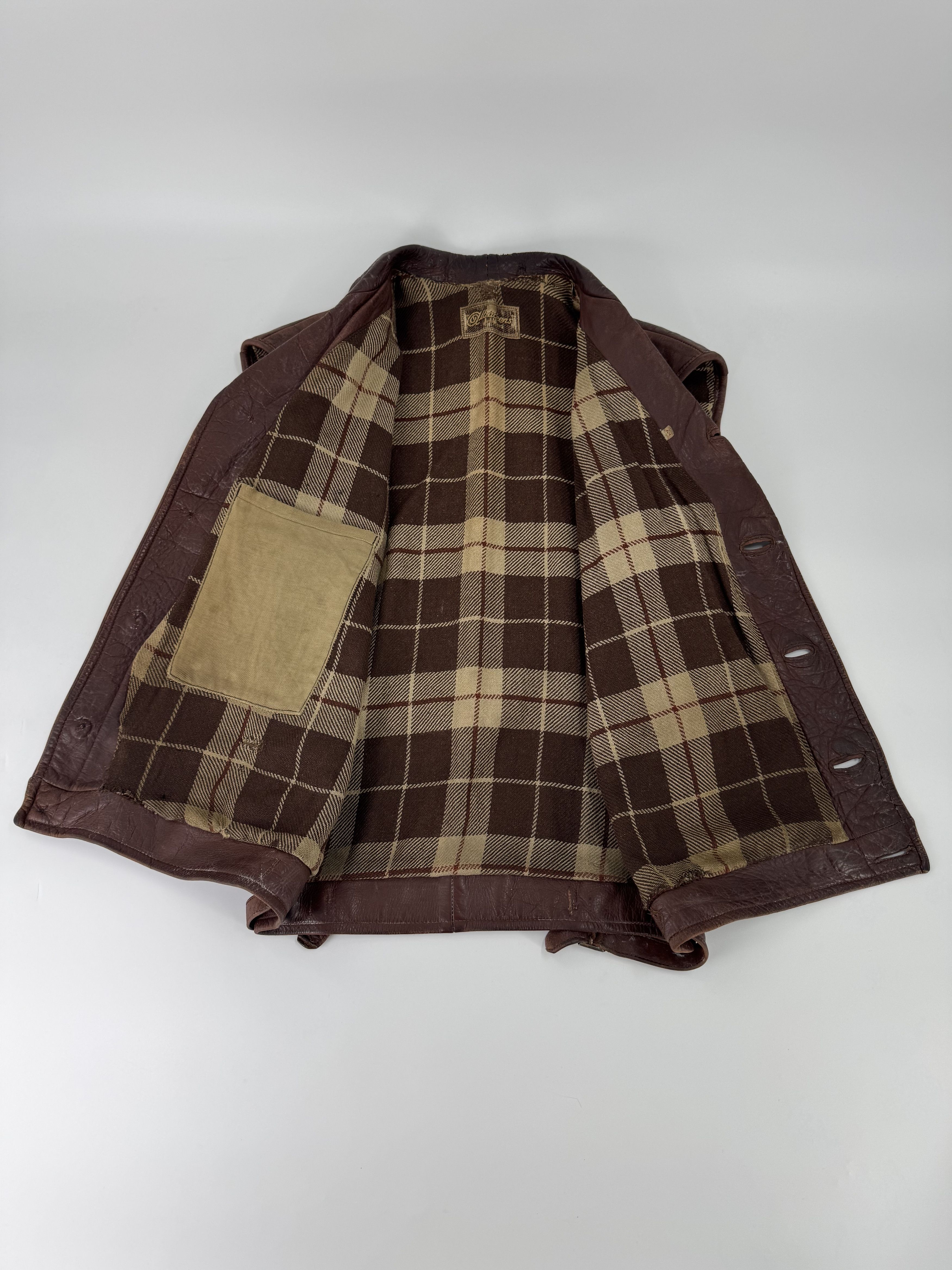 Vintage 1940s Vintage Brown Leather Horsehide Vest Albackens 40s Size US M / EU 48-50 / 2 - 3 Thumbnail