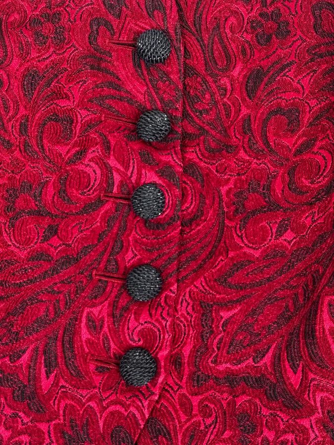 Yves Saint Laurent 1990s Yves Saint Laurent Bordeaux Flowers Cardigan Buttoned Jacket Size S / US 4 / IT 40 - 8 Thumbnail