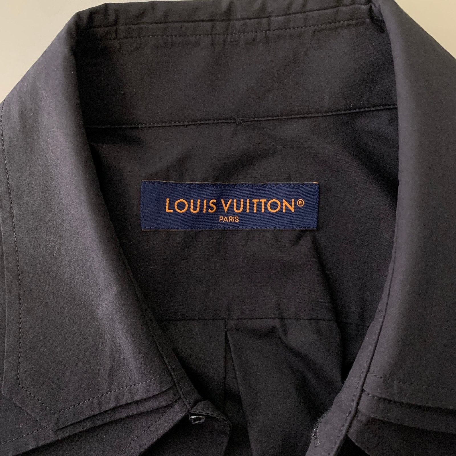LOUIS VUITTON Size XL Black Cotton Layered Long Sleeve Shirt