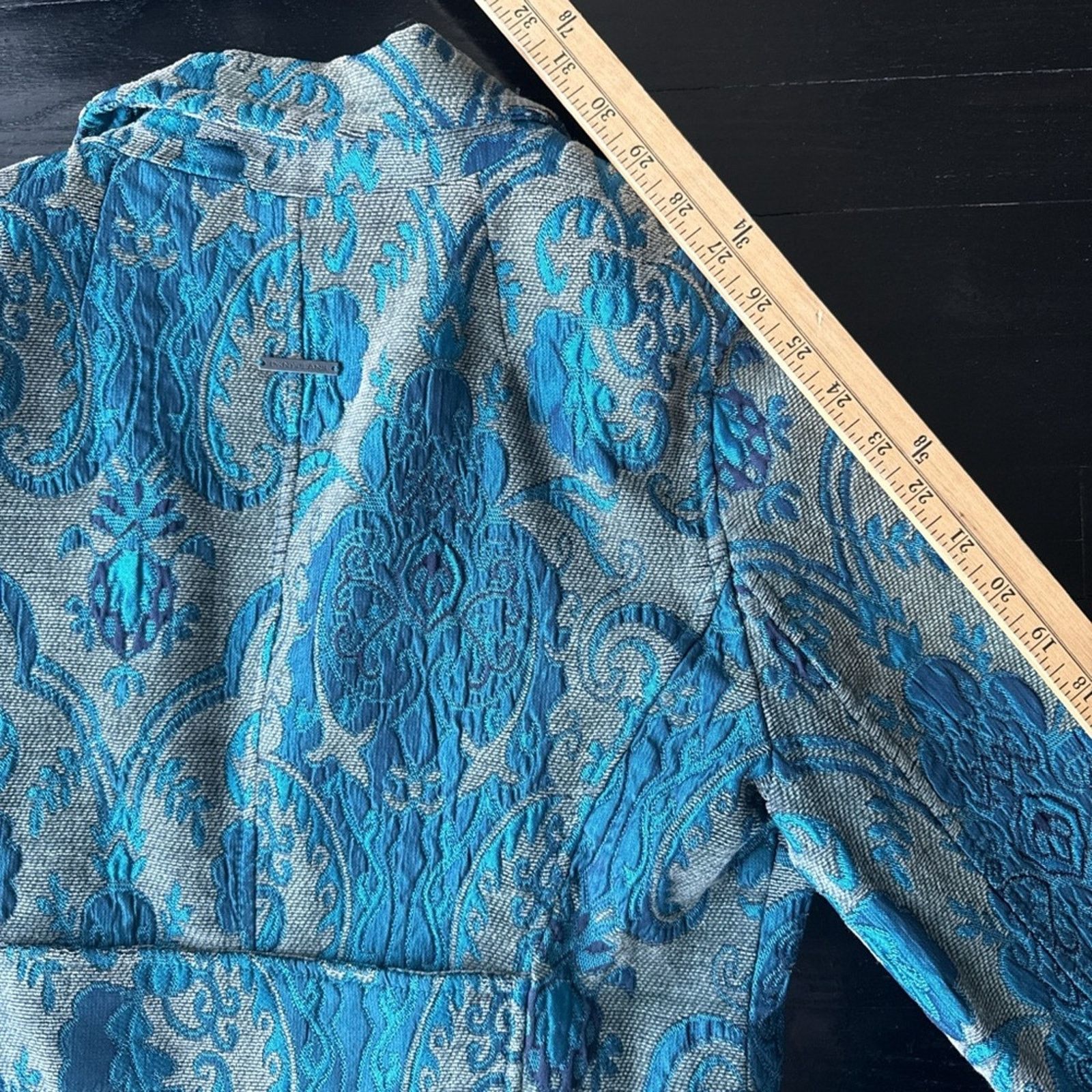 DKNY Vntg DKNY turquoise brocade Elegant Blue Women's Coat Size M / US 6-8 / IT 42-44 - 7 Thumbnail