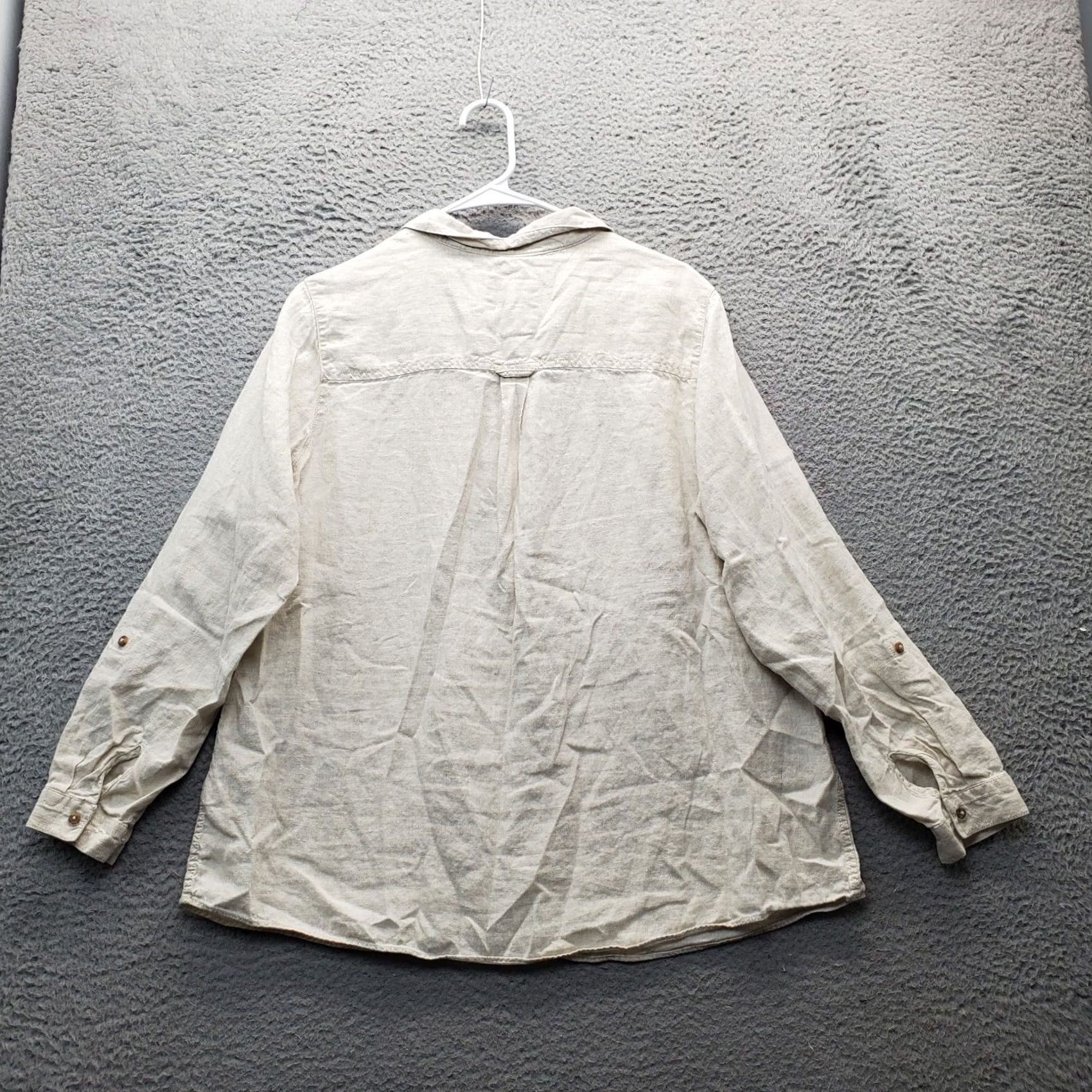 Vintage M&S Collection Blouse Womens Size UK 20 Tan Long Sleeve Pockets Button Front Shirt Size 3XL / US 20-22 - 2 Thumbnail