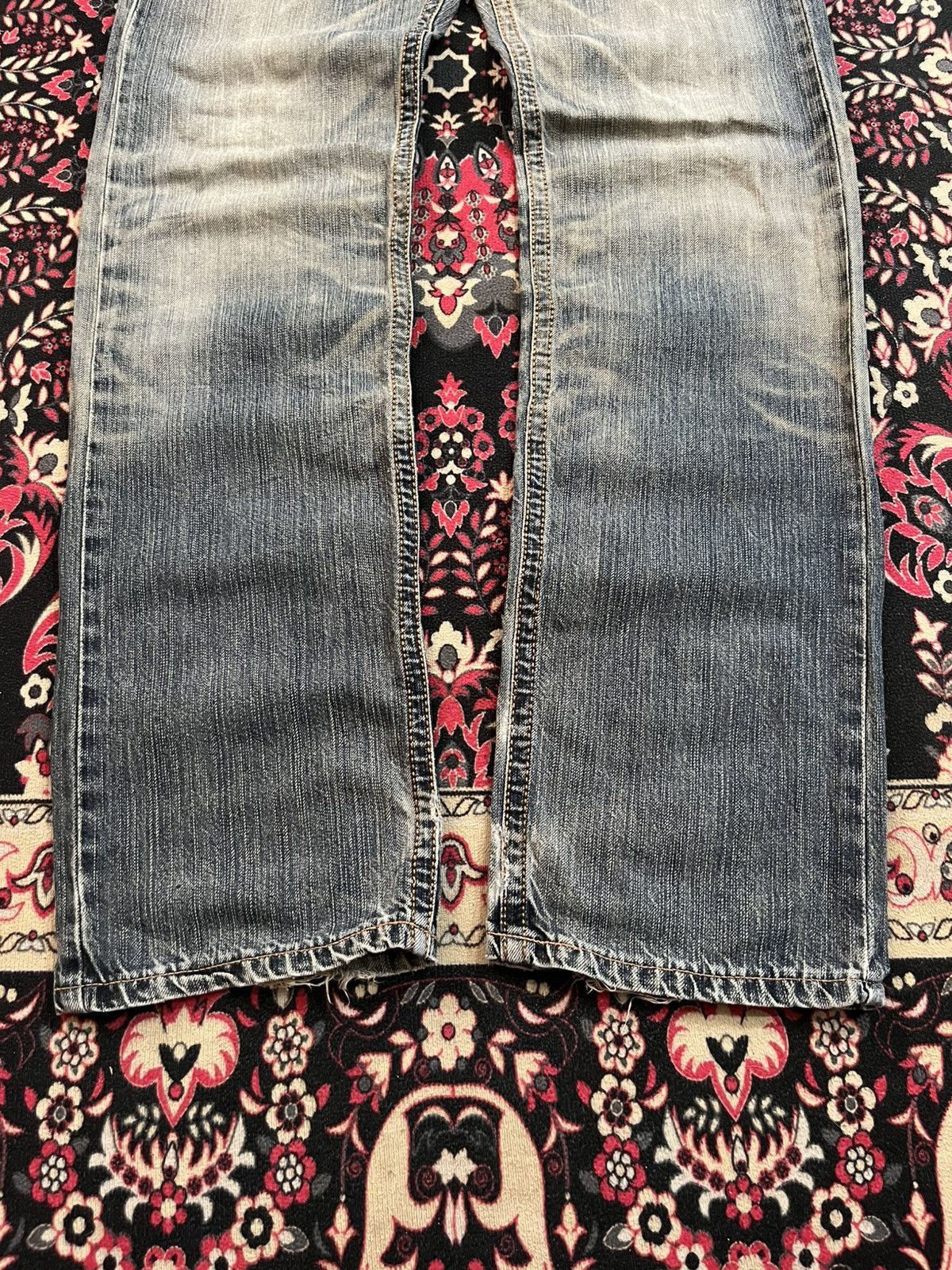 Edwin Vintage Edwin XVS Blue Faded Washed Whisker Straight Jeans Size US 30 / EU 46 - 8 Thumbnail