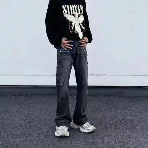 Japanese Brand Retro high street hip hop draped workwear bootcut jeans Size US 32 / EU 48 - 3 Thumbnail