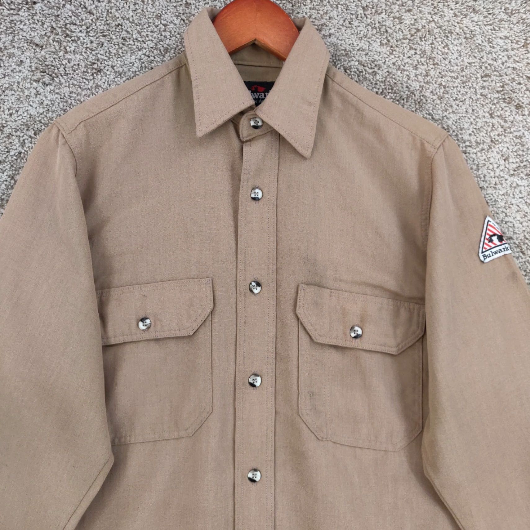 Vintage VINTAGE Bulwark FR Shirt Mens 36 Long Brown Cat 2 2112 Long Sleeve Button Work Size US M / EU 48-50 / 2 - 2 Thumbnail