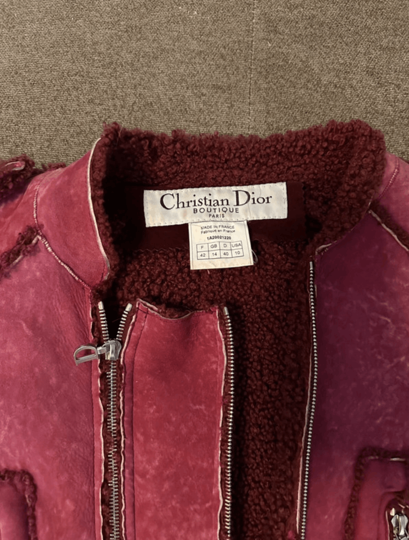 Dior Dior jacket sheepskin coat shearling leather biker Vintage Size L / US 10 / IT 46 - 2 Thumbnail