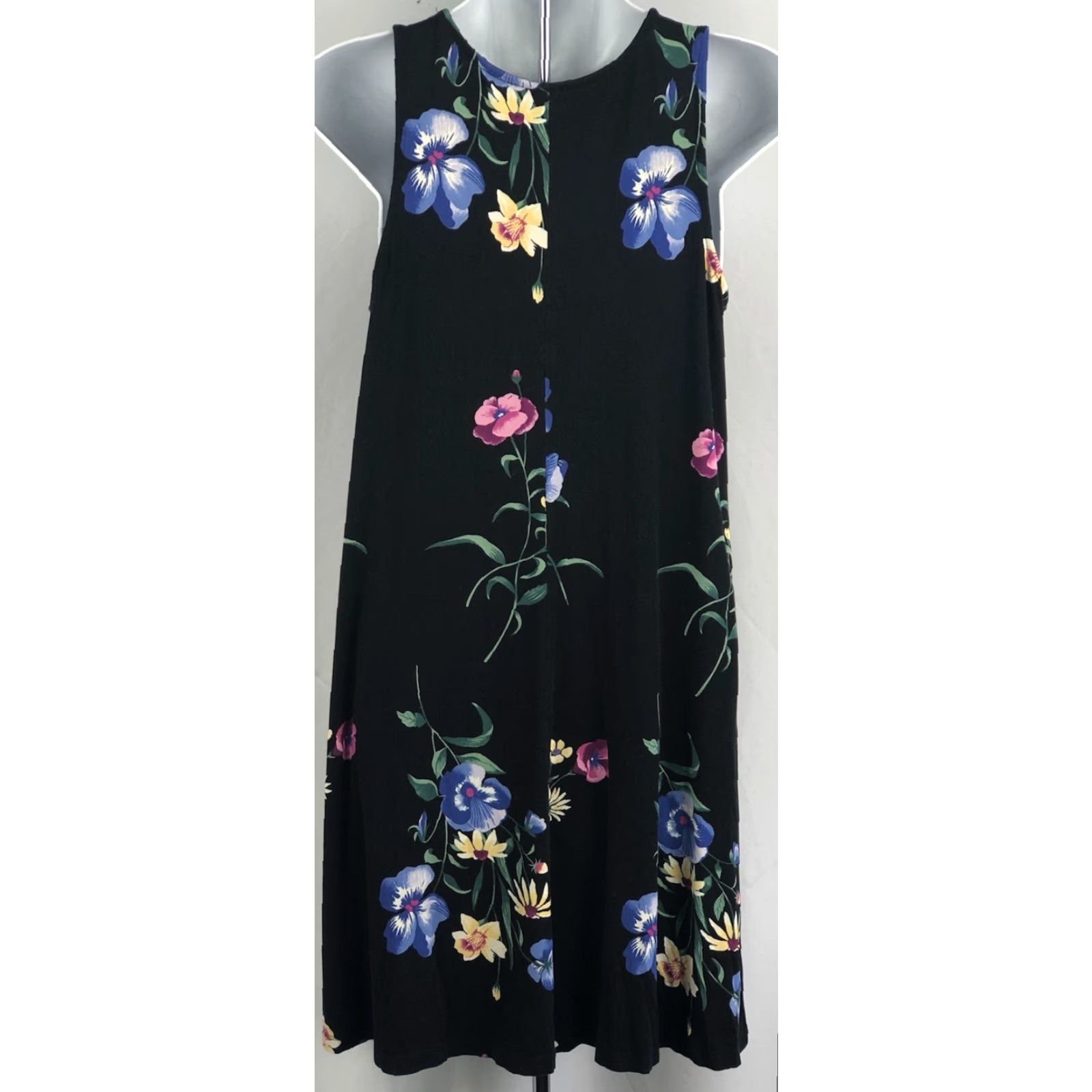 Old Navy VINTAGE Old Navy Slip Dress Women's S Black Floral Knee Length Sleeveless A Line 90s Y2K Dress Size S / US 4 / IT 40 - 3 Thumbnail