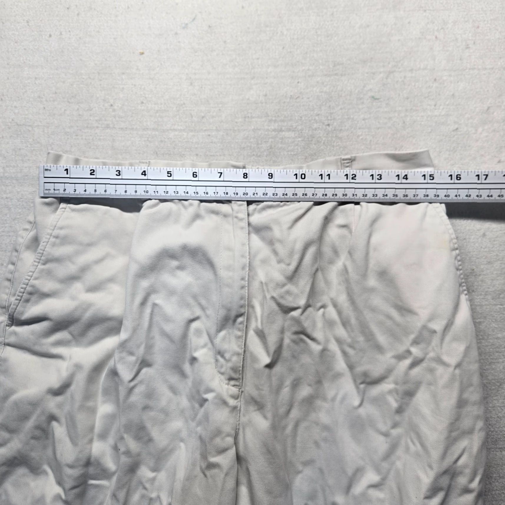 Vintage L.L. Bean Original Fit Stright Pants Cream Women's Size 16 Chin o Pants Ivory Cotton Canvas Classic Regular Fashion Womens Size 38" / US 16 / IT 52 - 4 Thumbnail