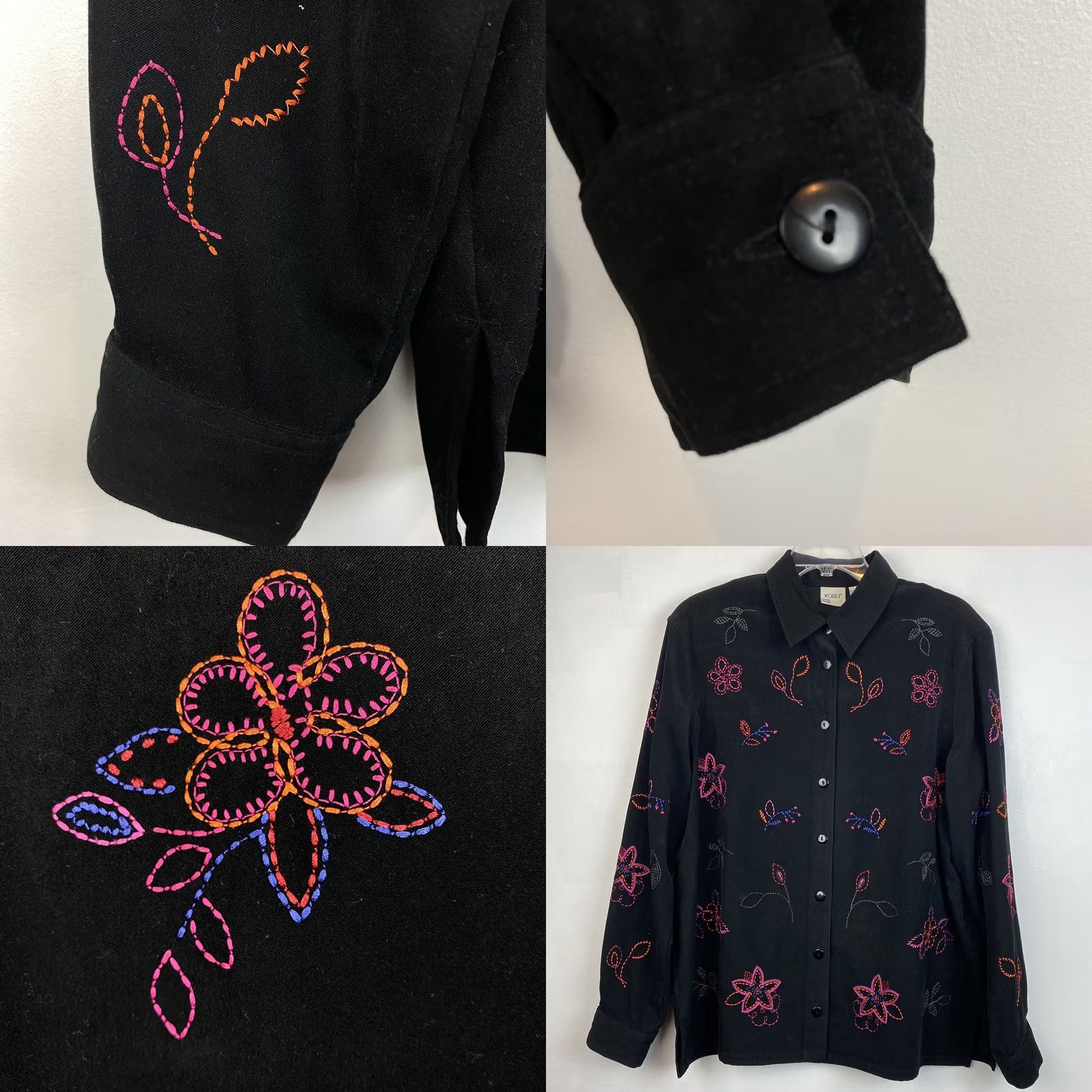 Vintage VINTAGE Koret Jacket Women L Black Faux Suede Floral Embroidered Button 90s Basic Casual Size L / US 10 / IT 46 - 8 Thumbnail