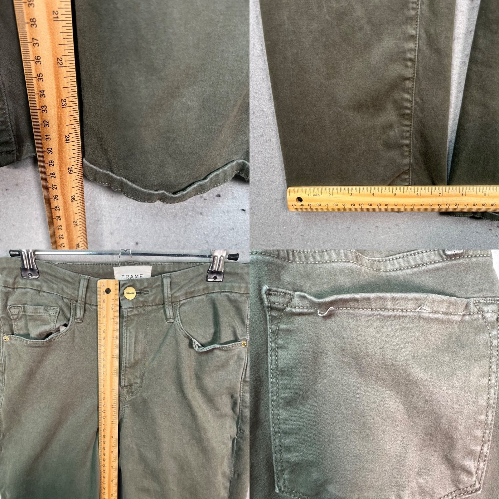 Frame FRAME Womens Size 27 Le Crop Mini Boot Olive Green Denim Jeans Cropped 27 in Inseam 26 in 5-Pocket Stretch Cotton Blend Vintage: No Womens jeans frame Size 27" / US 4 / IT 40 - 8 Thumbnail