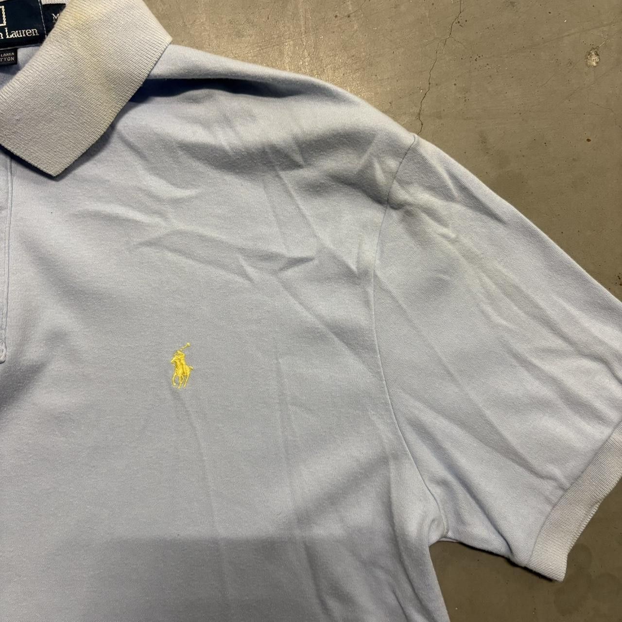 Polo Ralph Lauren × Vintage Vintage Y2K/2000s Polo Ralph Lauren Baby Blue Stained Polo Shirt! Size US M / EU 48-50 / 2 - 2 Thumbnail