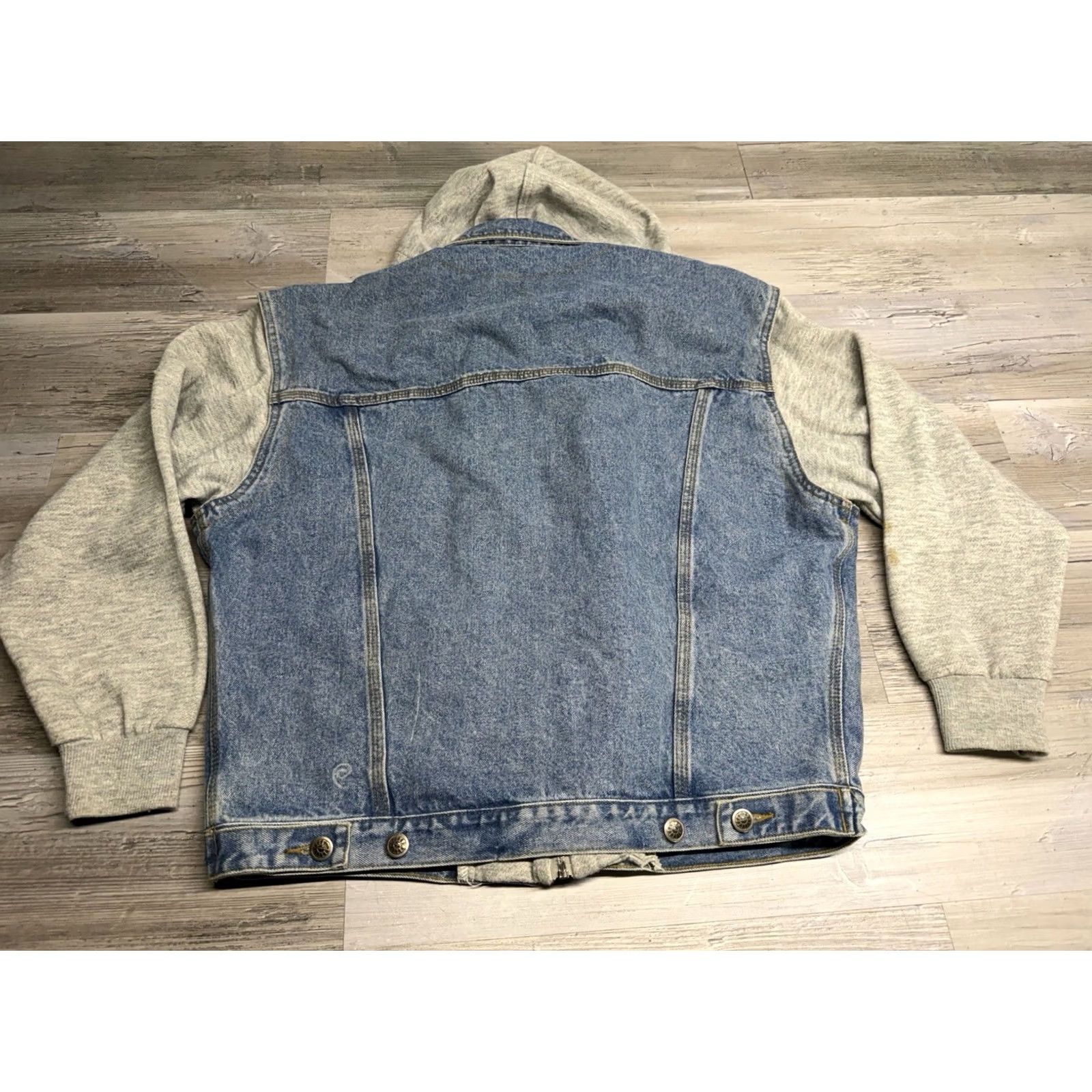 Denime VINTAGE Seruchi Denim Hoodie Combo Jacket Trucker Biker Punk Hooded Zip Up Size S Blue Mens Size US S / EU 44-46 / 1 - 2 Thumbnail