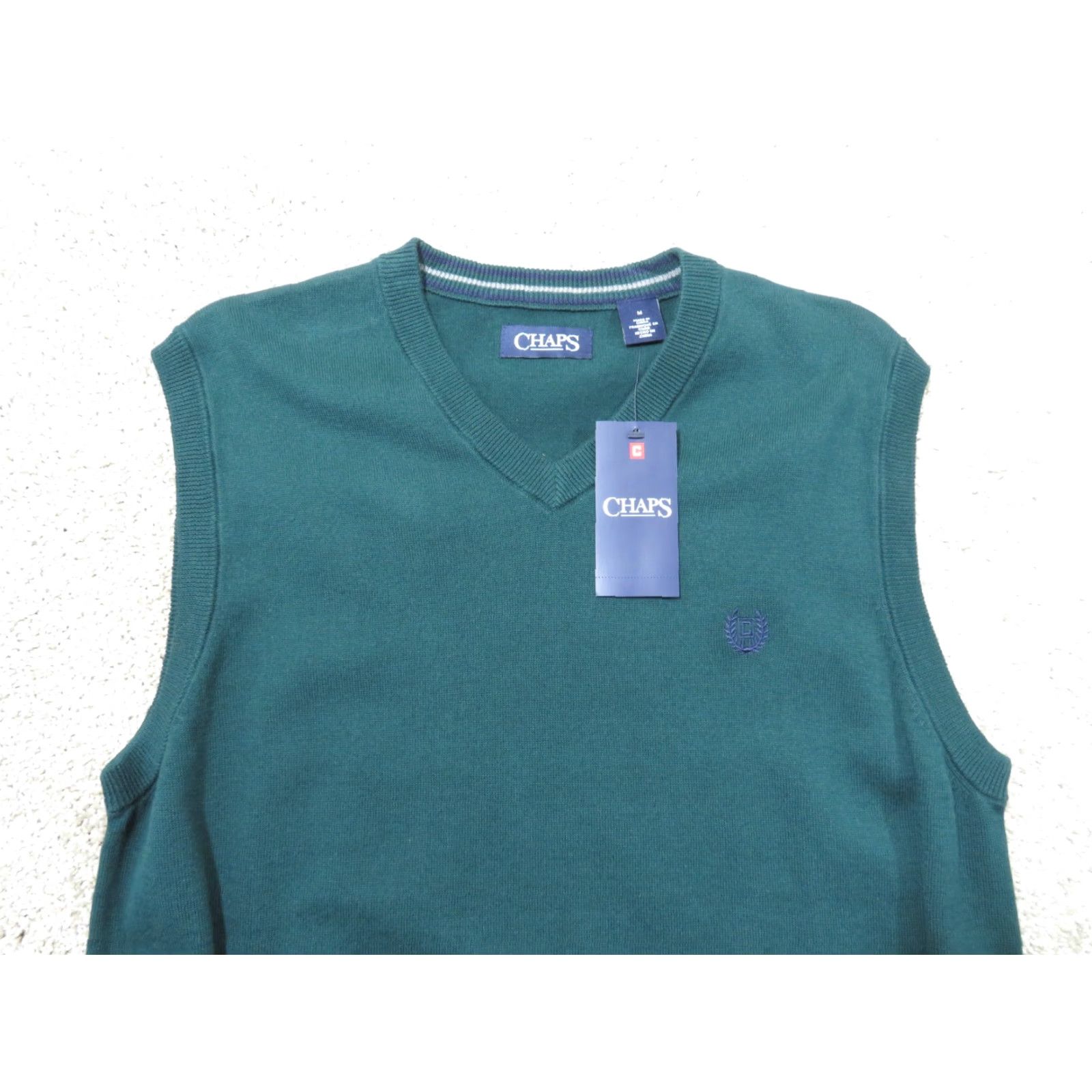 Chaps VINTAGE? NWT Chaps V-Neck Cotton Mens M Medium Green Sweater Vest Golf Size US M / EU 48-50 / 2 - 3 Thumbnail