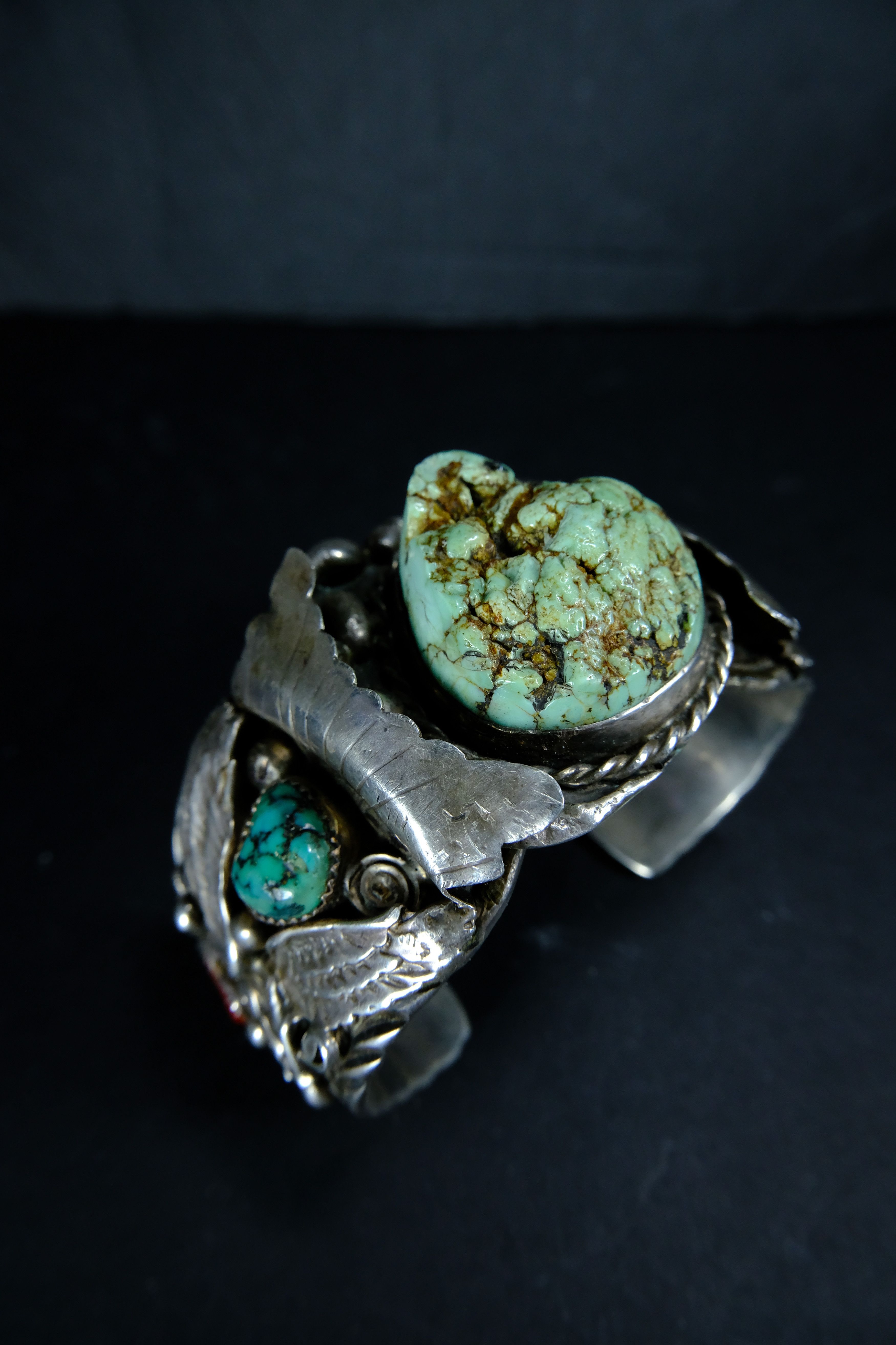 Vintage Turquoise Nugget Silver Bracelet Size ONE SIZE - 4 Thumbnail