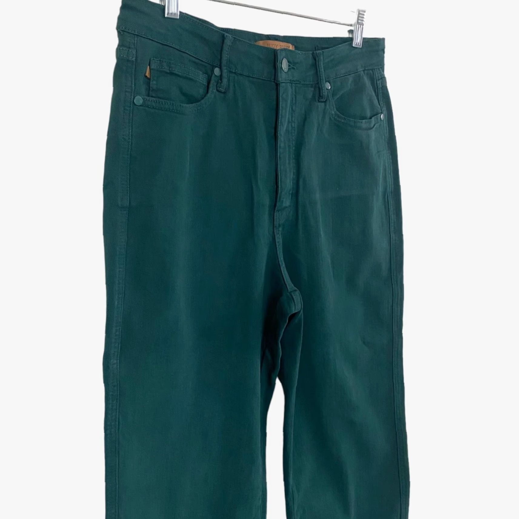 Vintage Judy Blue Jeans Tummy Control Wide-Leg High-Waisted Teal Green Cropped 31 Women Size 24" / US 00 / IT 34 - 5 Thumbnail