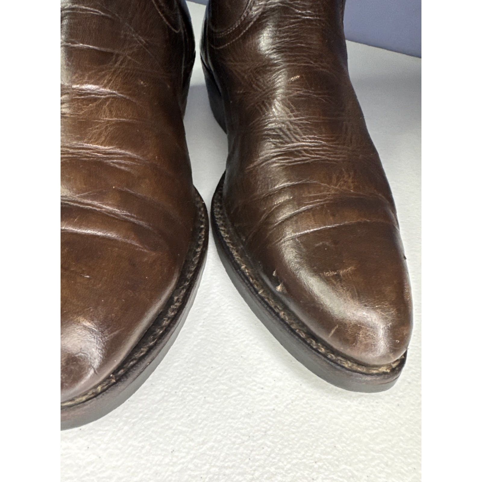 Justin Boots VINTAGE Justin Brown Leather Cowboys Boots Men’s 9.5 Western 3826 Cowboy Boot Mens Leather Outsole 70s Style Size US 10 / EU 43 - 3 Thumbnail