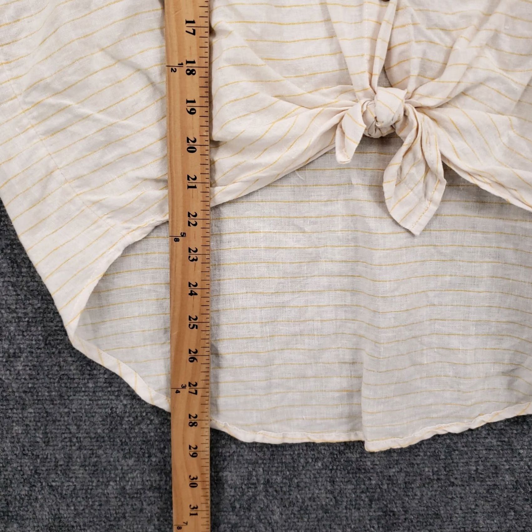 Cynthia Rowley Cynthia Rowley Shirt Womens Medium White Linen Striped Knot Crop Top Size M / US 6-8 / IT 42-44 - 5 Thumbnail