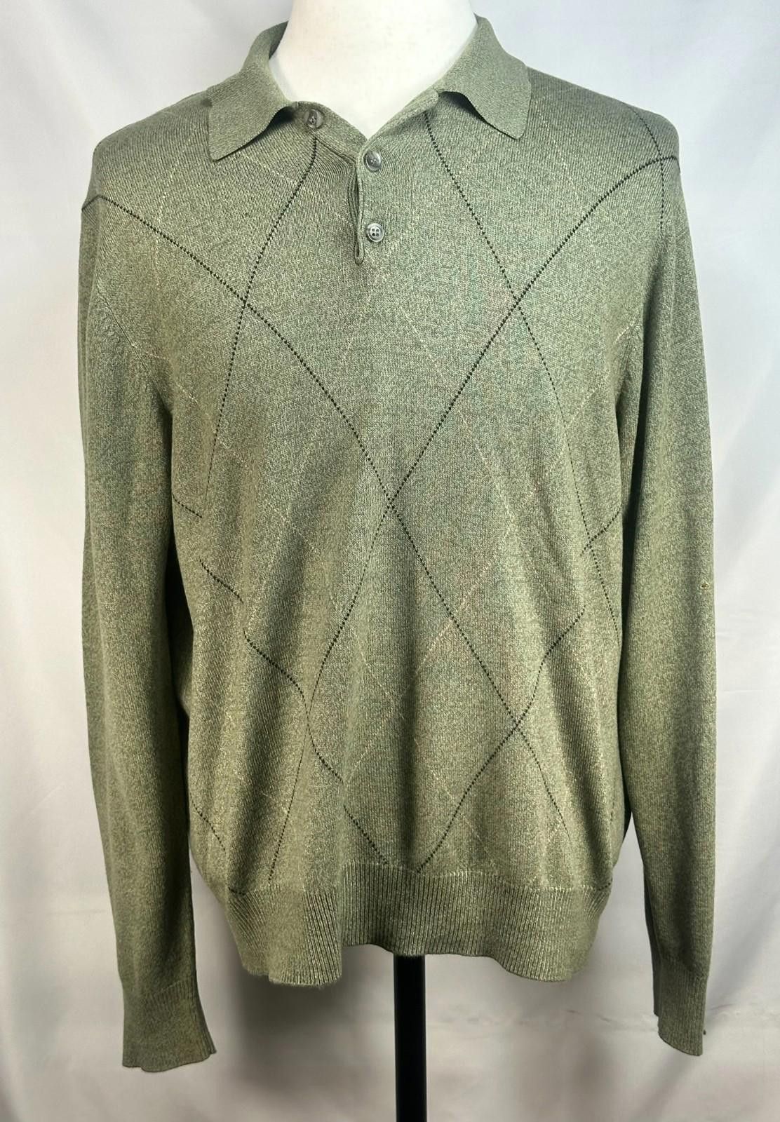 Dockers Dockers Acrylic 1/4 Button Argyle Sweater Green Mens M Size US M / EU 48-50 / 2 - 1 Thumbnail