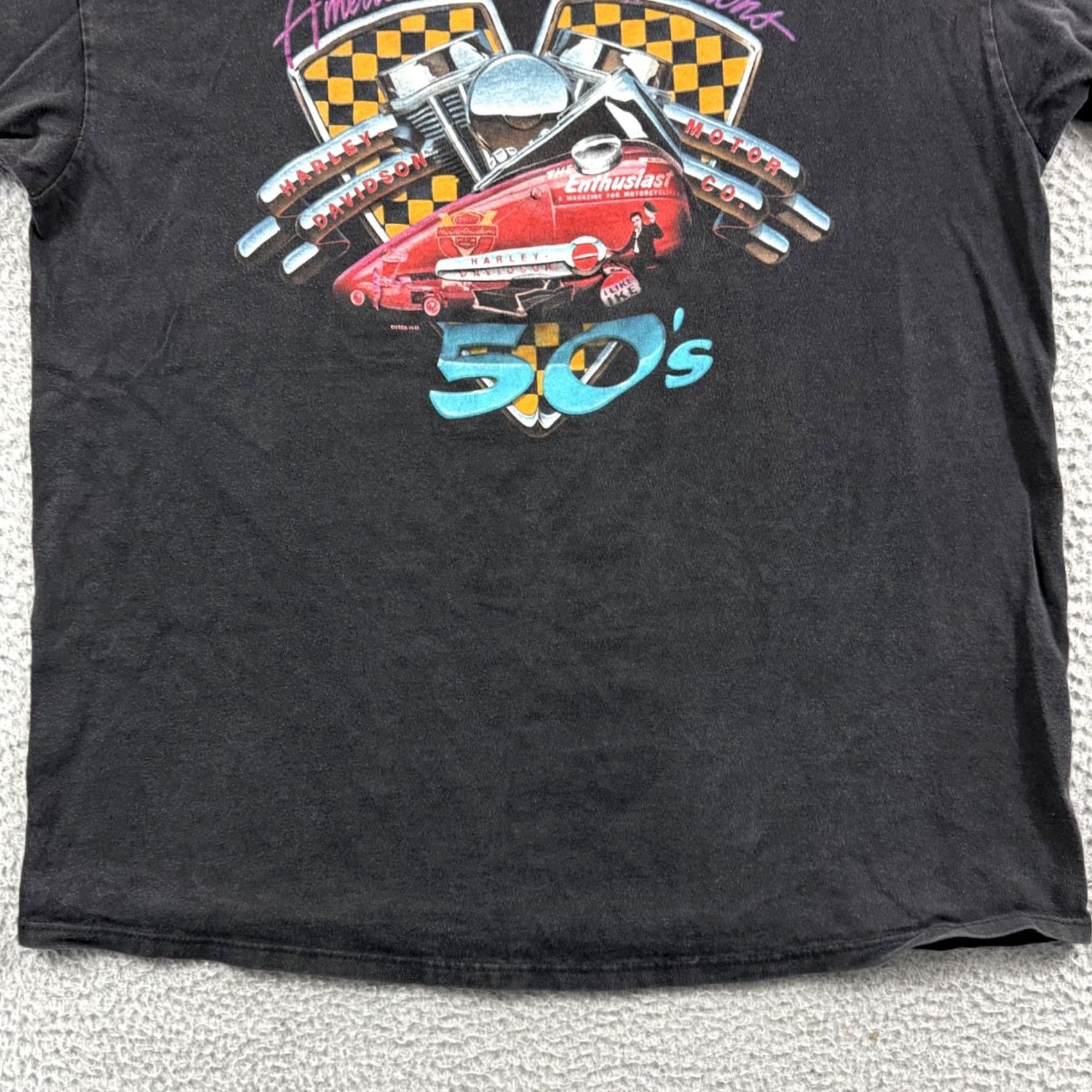 Harley Davidson VINTAGE Harley-Davidson Shirt Mens XL Black 90s Biker Motorcycle Graphic Print Crew Neck Short Sleeve Size US XL / EU 56 / 4 - 2 Thumbnail