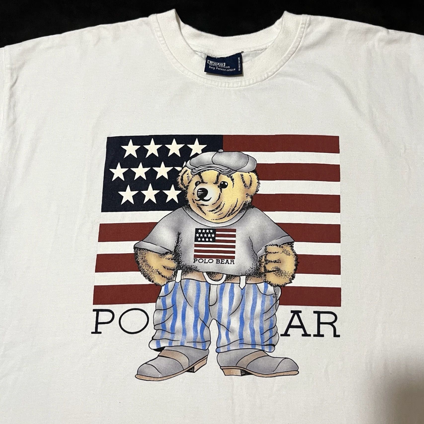 VINTAGE Ralph Lauren Polo Bear T-Shirt Men Large White 90s USA