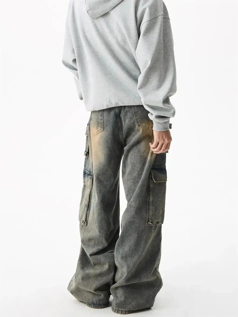 Japanese Brand Yellow mud dyed multi pocket workwear jeans Size US 32 / EU 48 - 3 Thumbnail