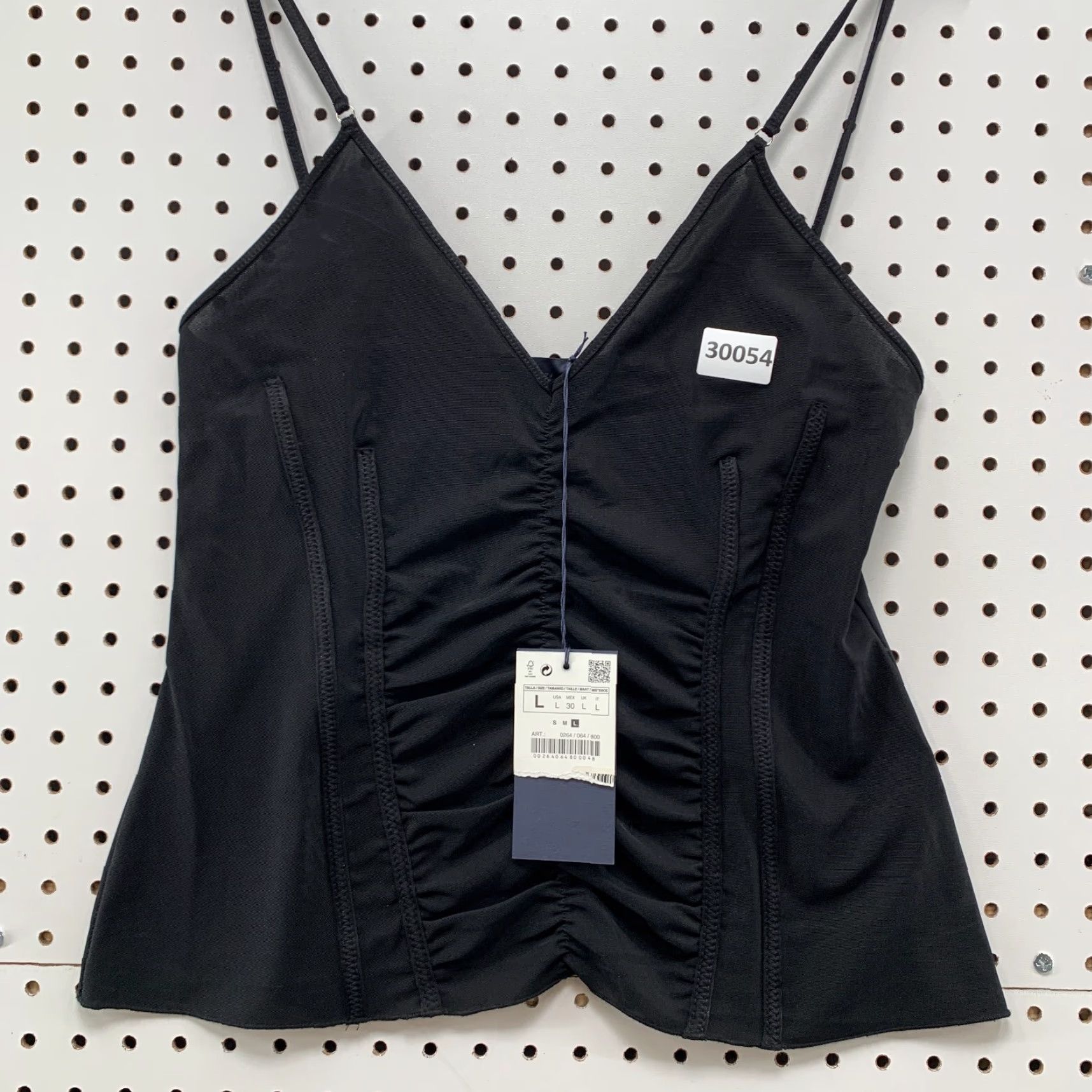 Zara NEW Zara Satin Camisole Tank Top Black Womens Large Strappy Sleeveless V-Neck Size L / US 10 / IT 46 - 6 Thumbnail