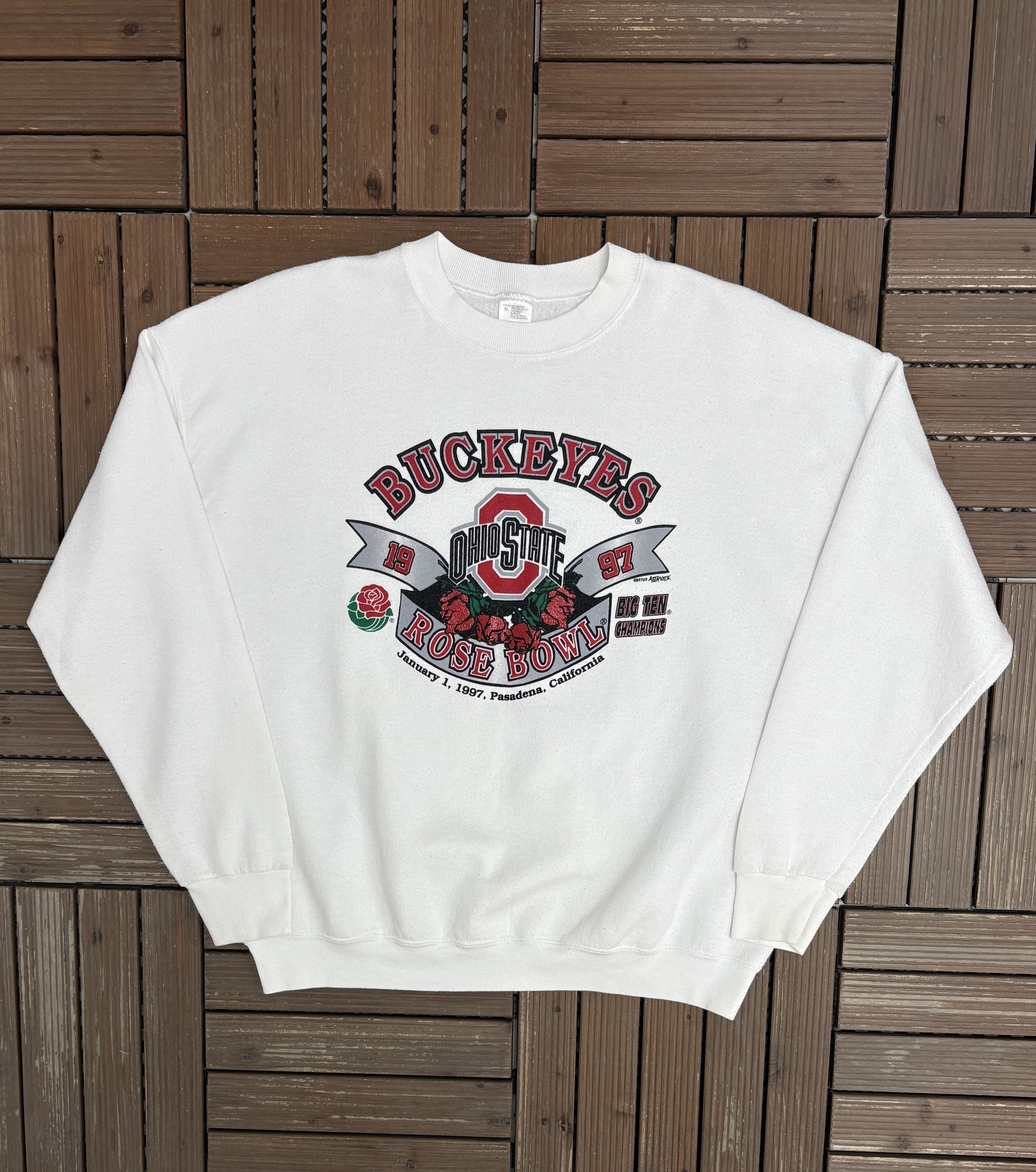 Vintage Ohio State Buckeyes Rose Bowl 1997 Vintage White Crewneck Size US XL / EU 56 / 4 - 1 Thumbnail
