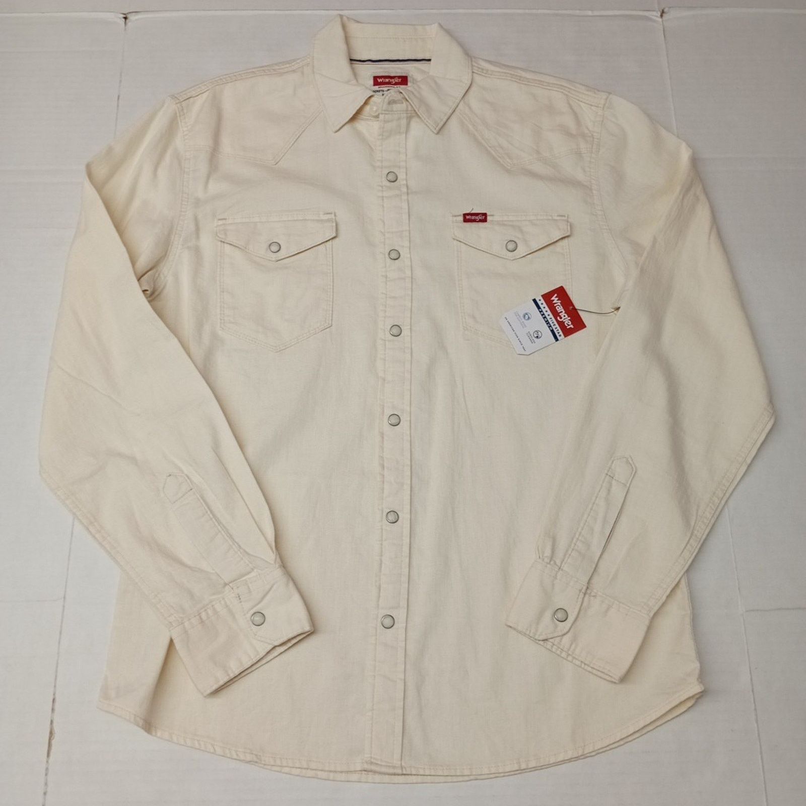 Wrangler Wrangler Snap Woven Shirt Mens M Cowboy Wash Beige Button Up Size US M / EU 48-50 / 2 - 1 Thumbnail