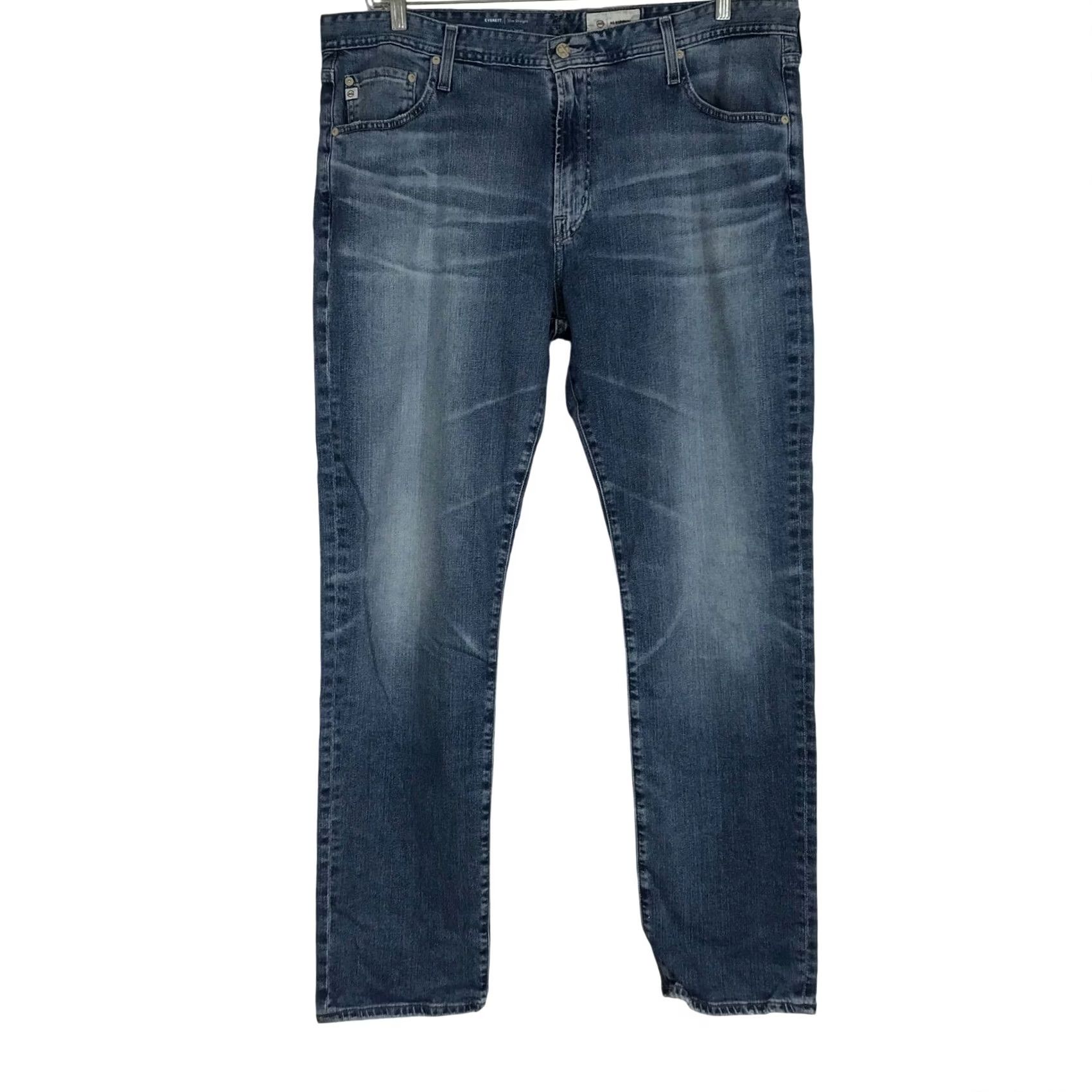 Vintage AG Adriano Goldschmied Everett Slim Straight Jeans Blue Medium Wash Mens 38x32 Straight Denim 5-Pocket Vintage No Regular Fit Jeans Size 26" / US 2 / IT 38 - 2 Thumbnail
