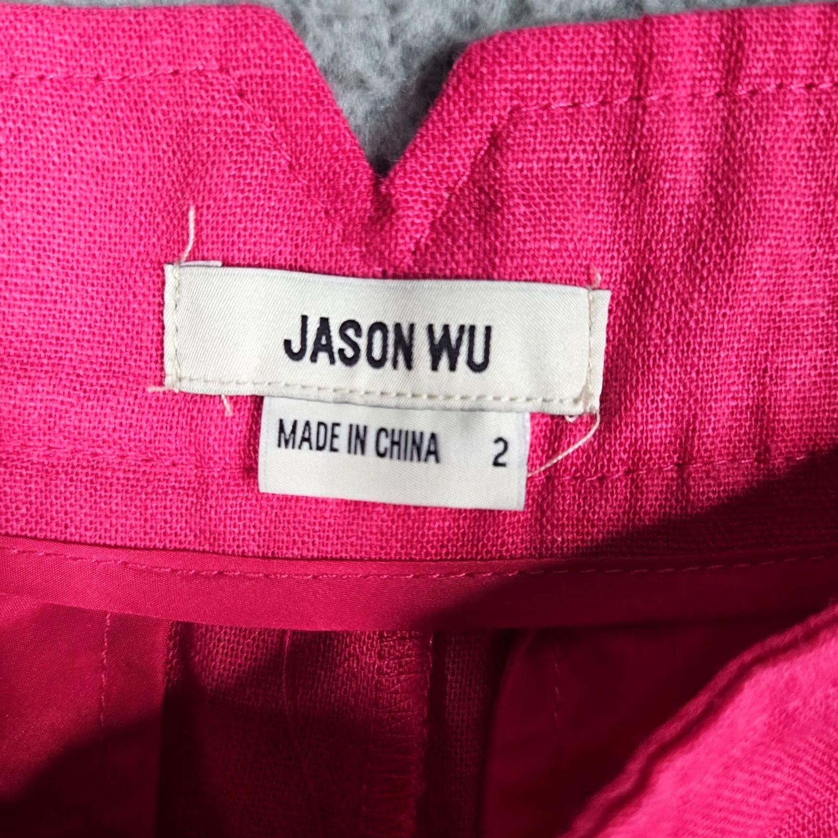 Jason Wu JASON WU Women's Pleated Fuscia Linen Blend Rayon Short Size 2 Shirt Adult Pink Regular Flatfront Pleated Slim Type: None Size 26" / US 2 / IT 38 - 2 Thumbnail