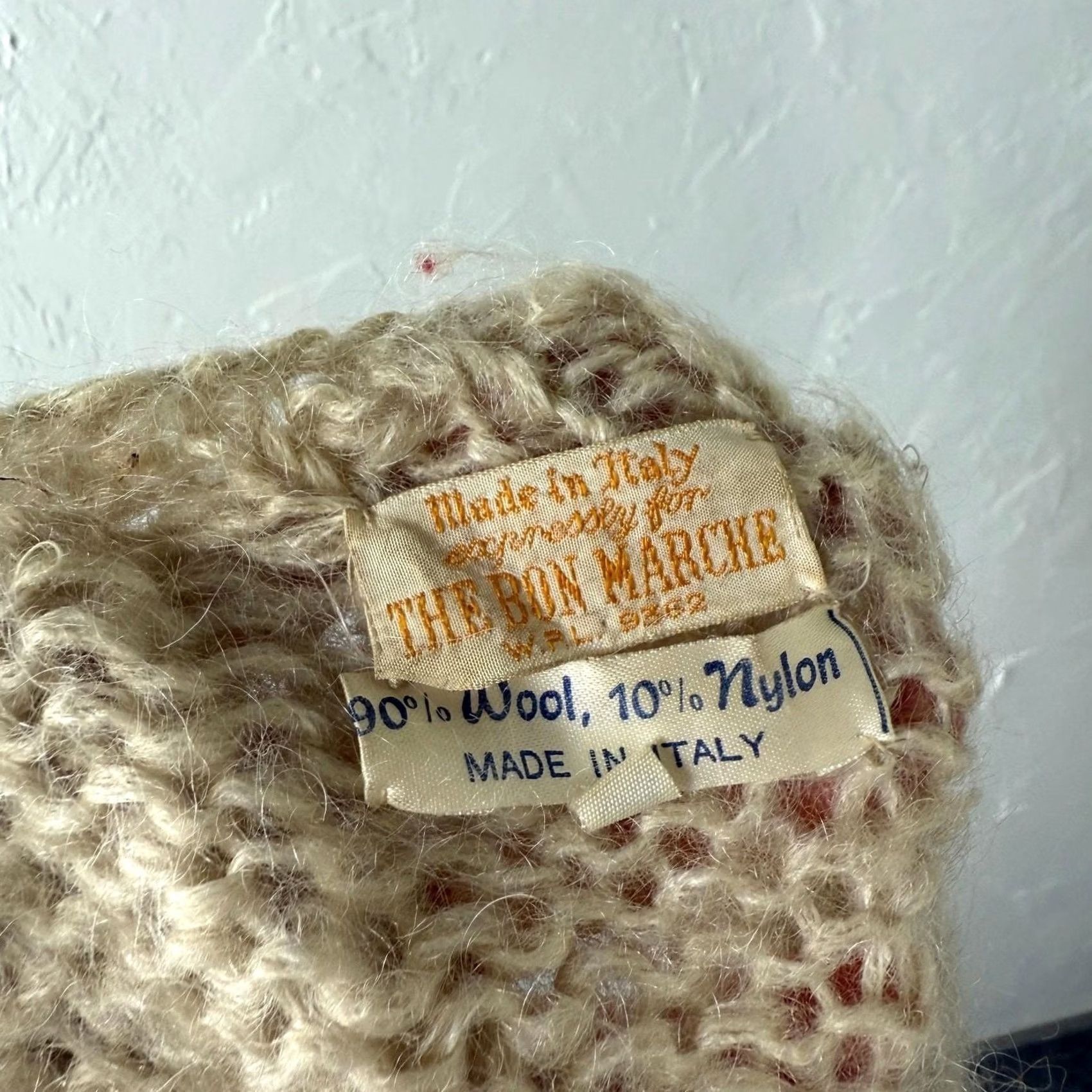 Vintage VINTAGE Bon Marche Italy Women's Sweater Cardigan Wool Knit Cream 60s Medium Crew Neck Casual Womens Size M / US 6-8 / IT 42-44 - 7 Thumbnail