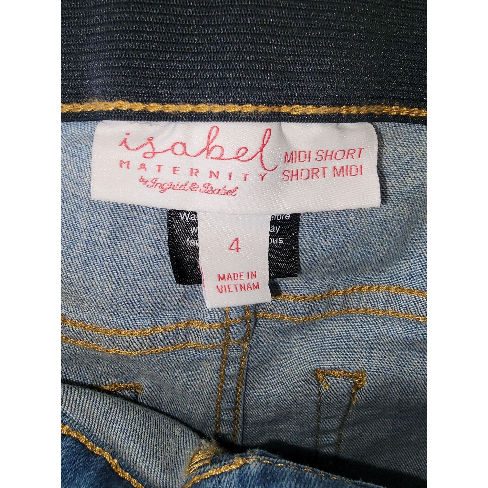 Other Isabel Maternity Denim Midi Shorts Size 4 With Stretch Panel Size 27" / US 4 / IT 40 - 4 Thumbnail