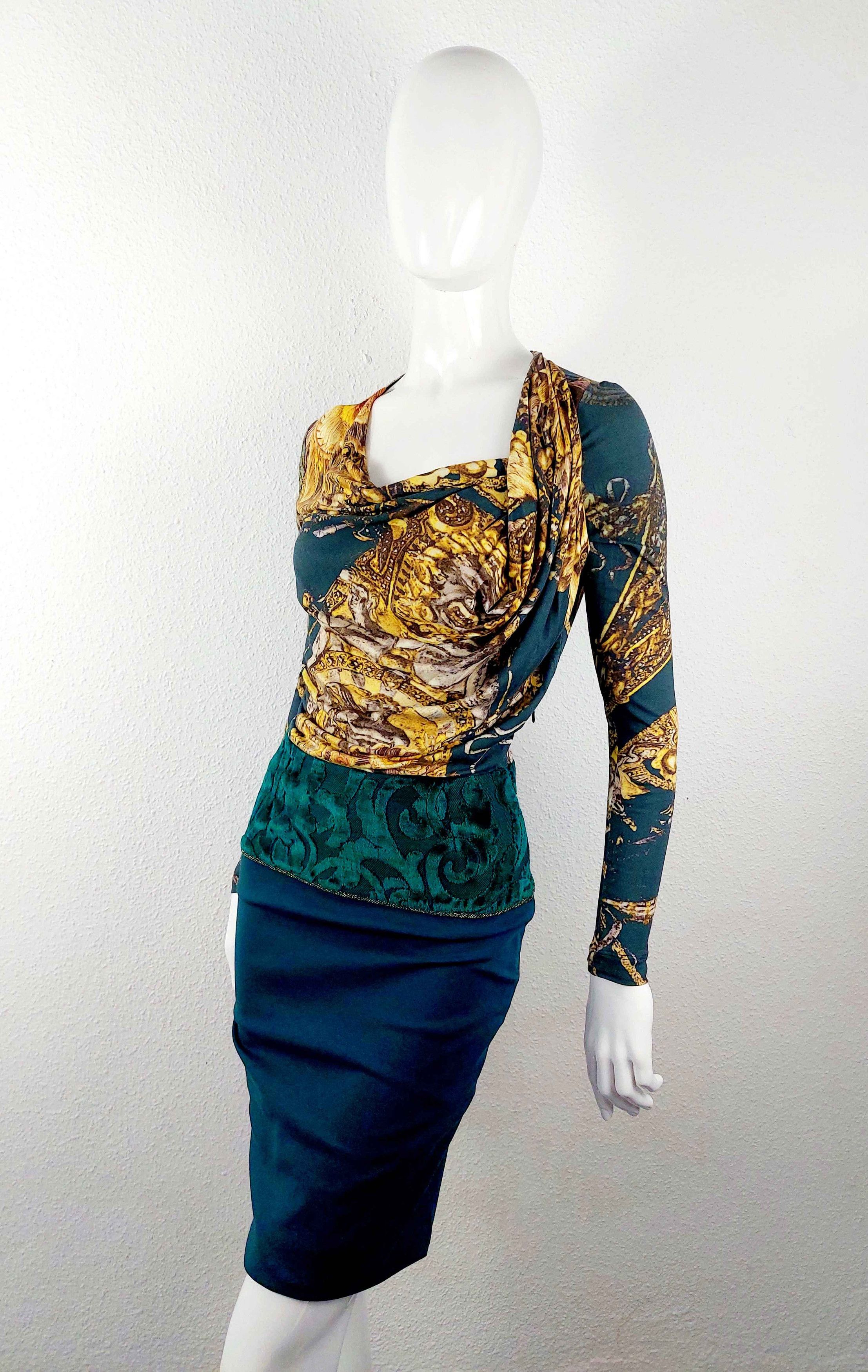 Roberto Cavalli Roberto Cavalli Greek Medusa Baroque Velvet Dress Size XS / US 0-2 / IT 36-38 - 9 Thumbnail