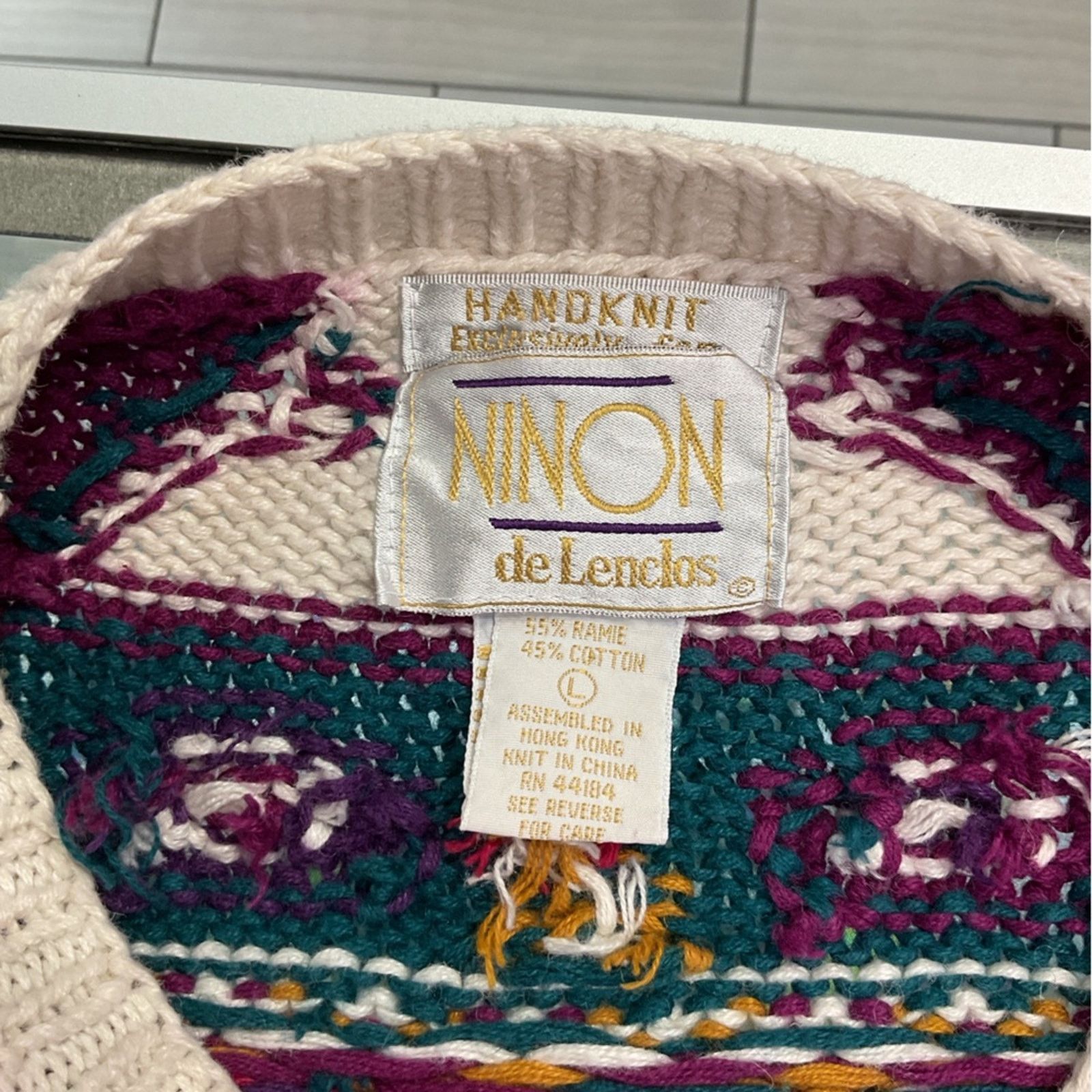 Vintage Ninon De Lendos Knit Sweater Size US L / EU 52-54 / 3 - 3 Thumbnail