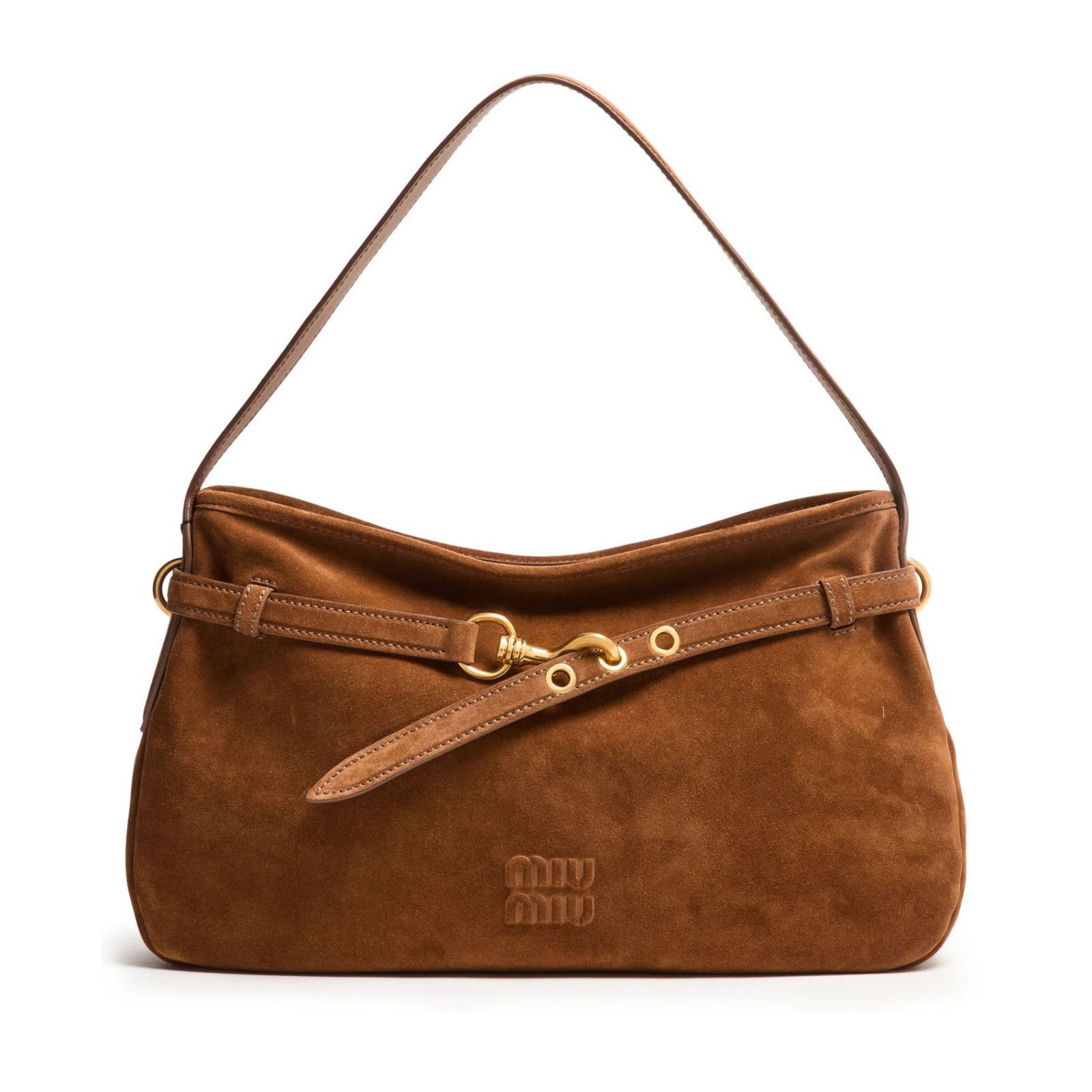 MIU MIU Aventure Medium $3100 Rovere Brown Suede Shoulder Ba