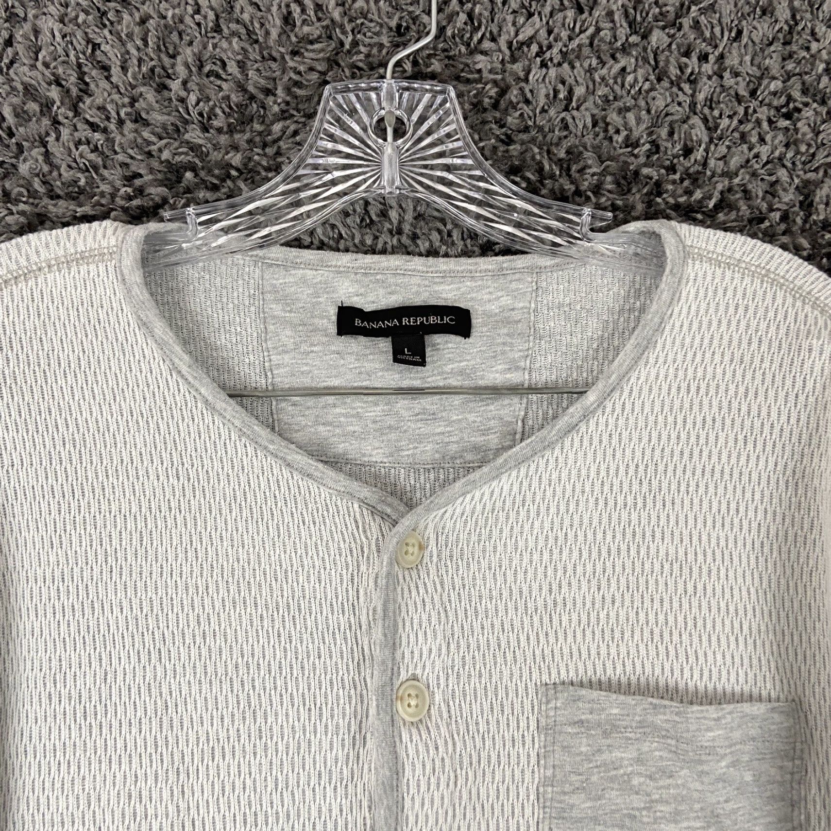 Banana Republic VINTAGE Banana Republic Shirt Men L Thermal Long Sleeve Gray 1/2 Button Up - 1/2 Button Up Shirt Men L Gray Thermal Size US L / EU 52-54 / 3 - 6 Thumbnail
