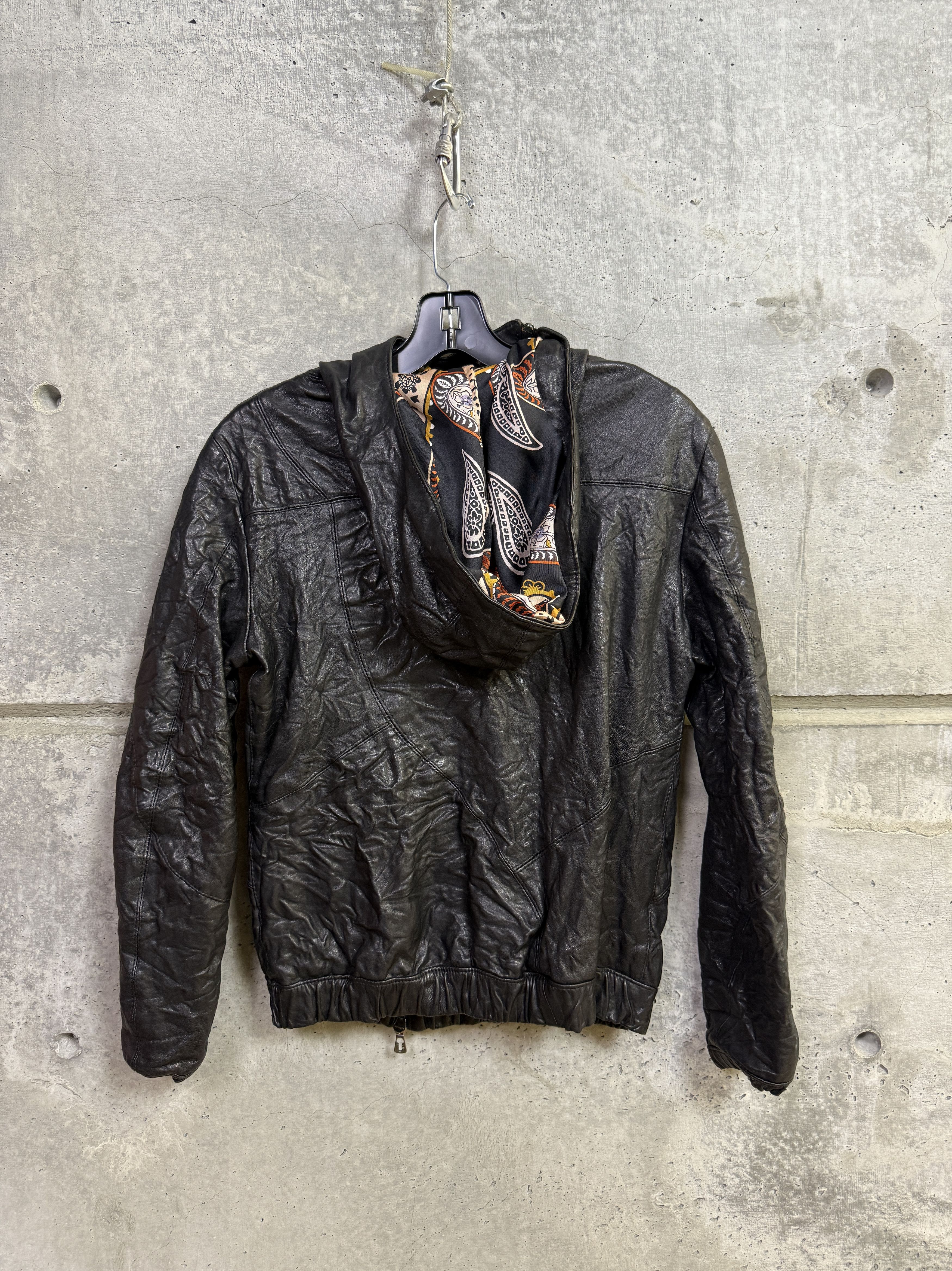 Leather Benheart Firenze Zip Crinkle Leather Hoodie Size M / US 6-8 / IT 42-44 - 2 Thumbnail