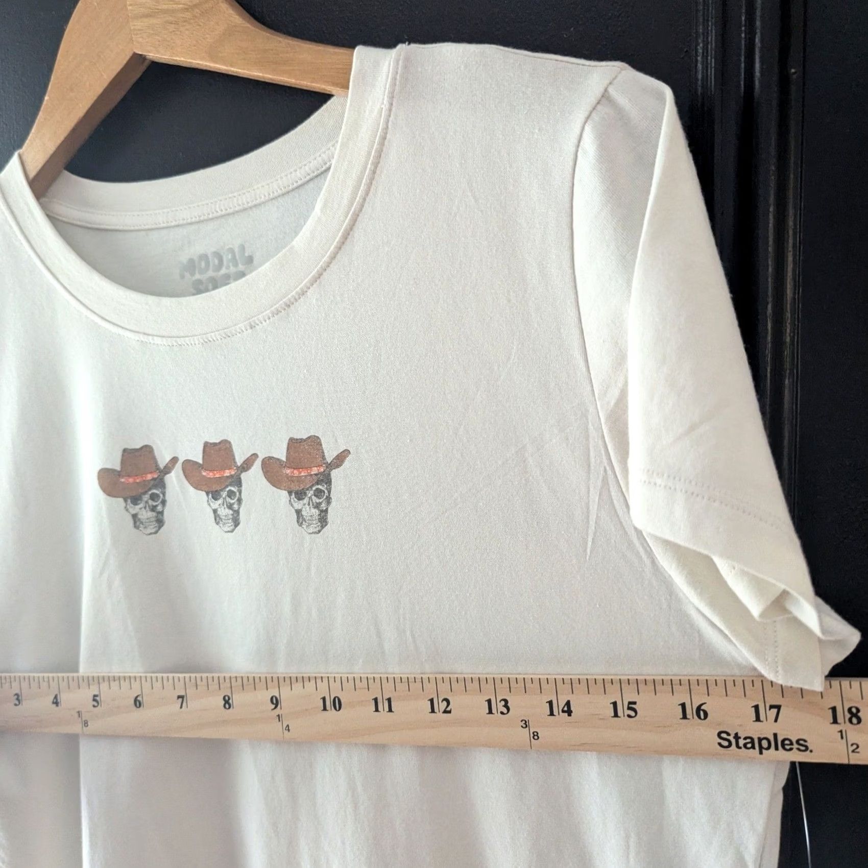 Vintage MODAL SOFT T-Shirt Skull Cowboy Hat Cream Short Sleeve Women's XL Size 40" / US 18 - 6 Thumbnail