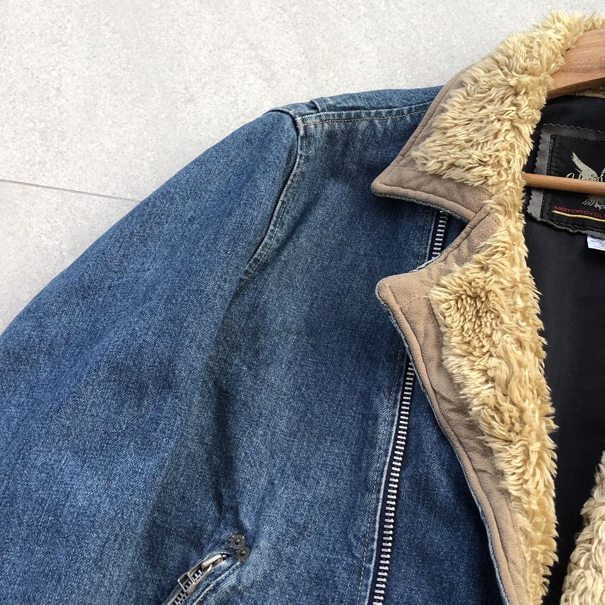 Edwin VTG Edwin Motorcycle Rider Double Fur Collar Denim Jacket Size US M / EU 48-50 / 2 - 4 Thumbnail