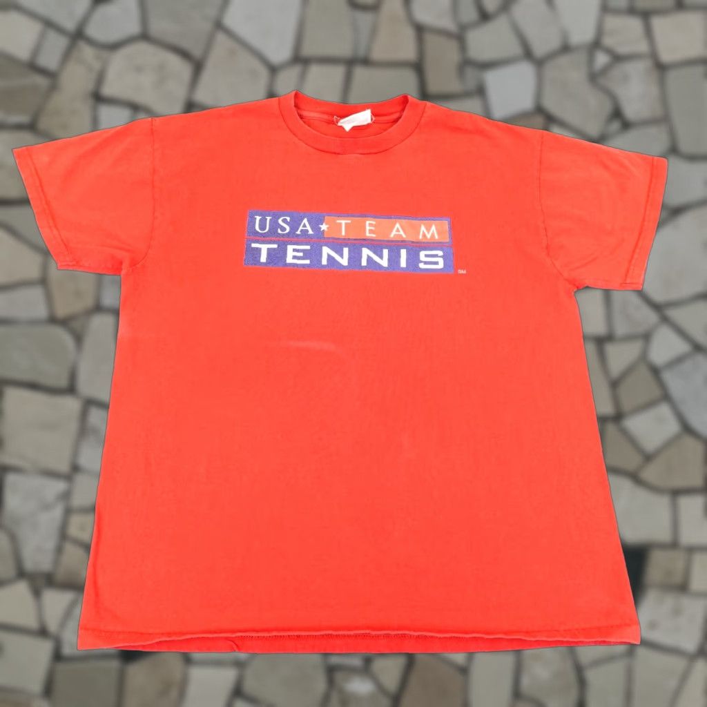 Vintage VINTAGE USTA Team USA T-Shirt Mens Large Red Knit Crew Neck Short Sleeve Size US L / EU 52-54 / 3 - 1 Thumbnail