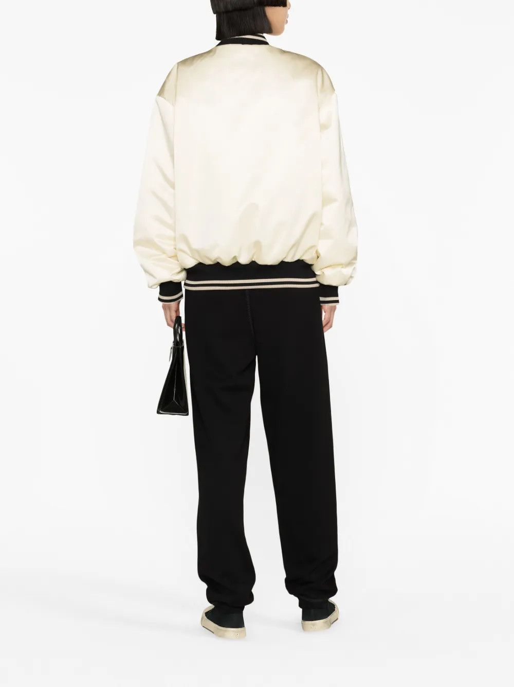 Palm Angels o1y1125 Bomber Jacket in Cream/Black Size S / US 4 / IT 40 - 3 Thumbnail