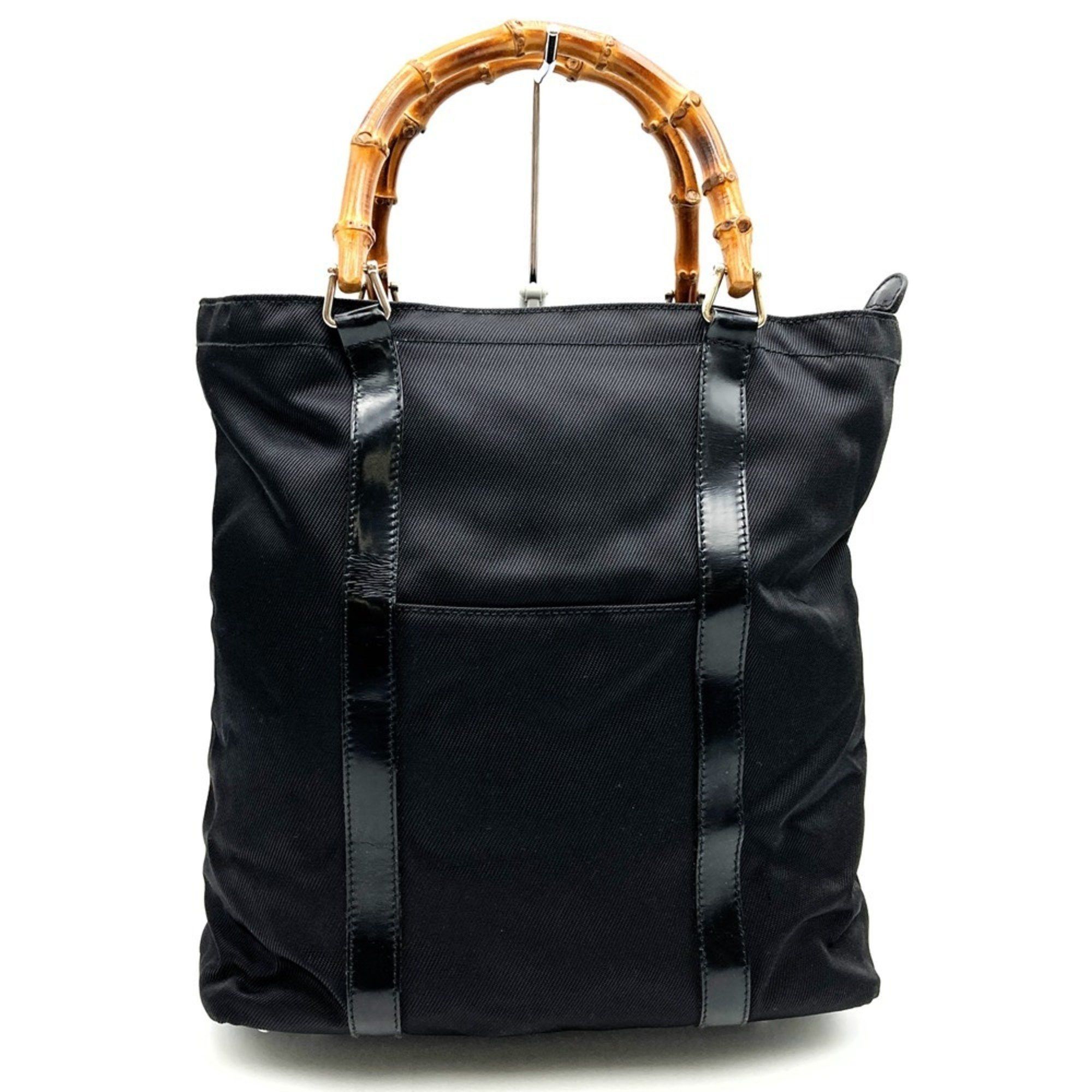 Gucci Old Gucci 000 1998 0508 Bamboo Tote Bag Handbag Nylon Canvas Leather Black Women's Itebm9Mp5K7K